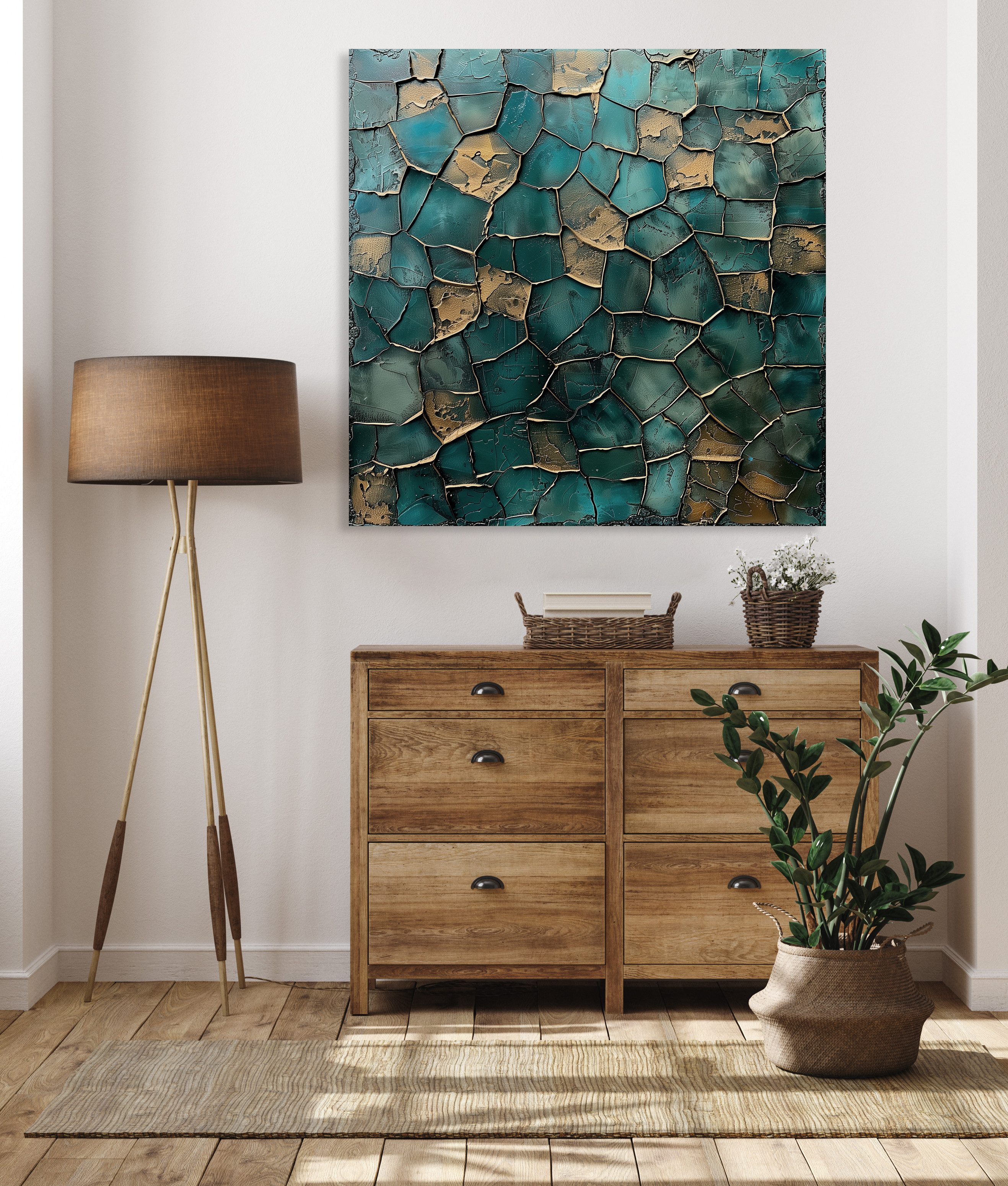 queence Acrylglasbild Mosaik in Türkis, Abstrakt, Abstrakte, Formen, Gemälde, Kunst (1 St), Fine Art-Print in Galeriequalität