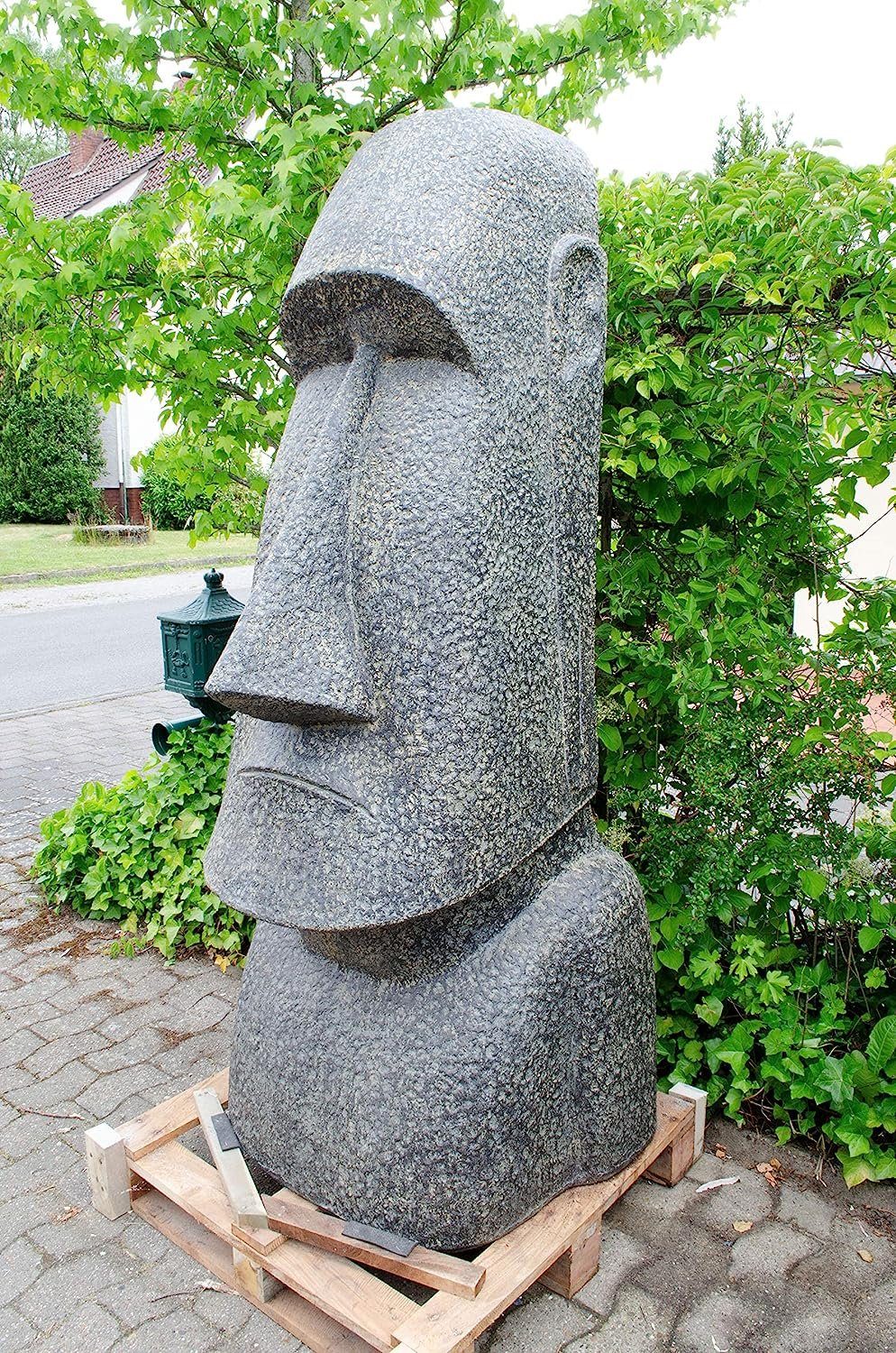 FaHome Gartenfigur Rapa NUI Moai Statue, Skulptur Garten Lavasand