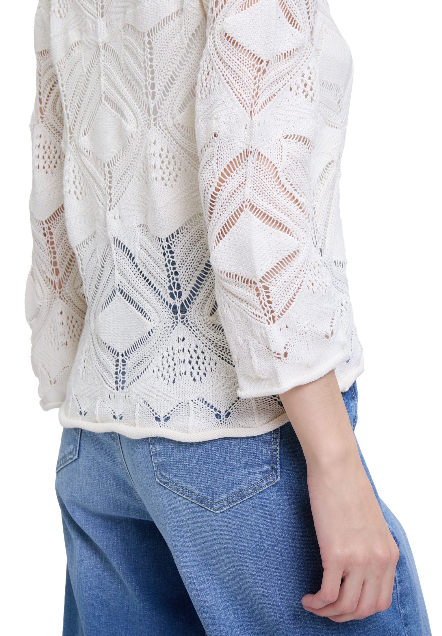 Cartoon Strickpullover Damen mit Rundhalsausschnitt (1-tlg) Struktur