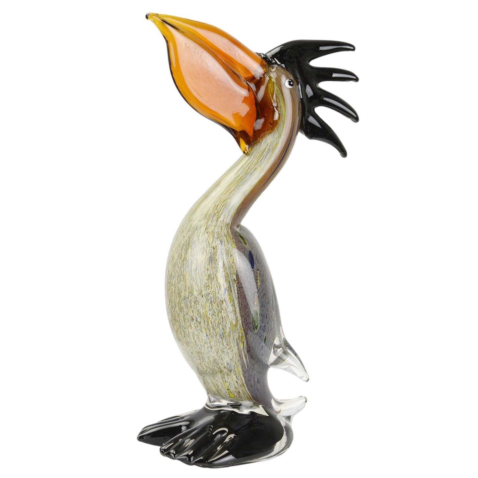 Aubaho Dekofigur Glasfigur Figur Skulptur Glas Glasskulptur Pelikan Murano-Stil Antik-S