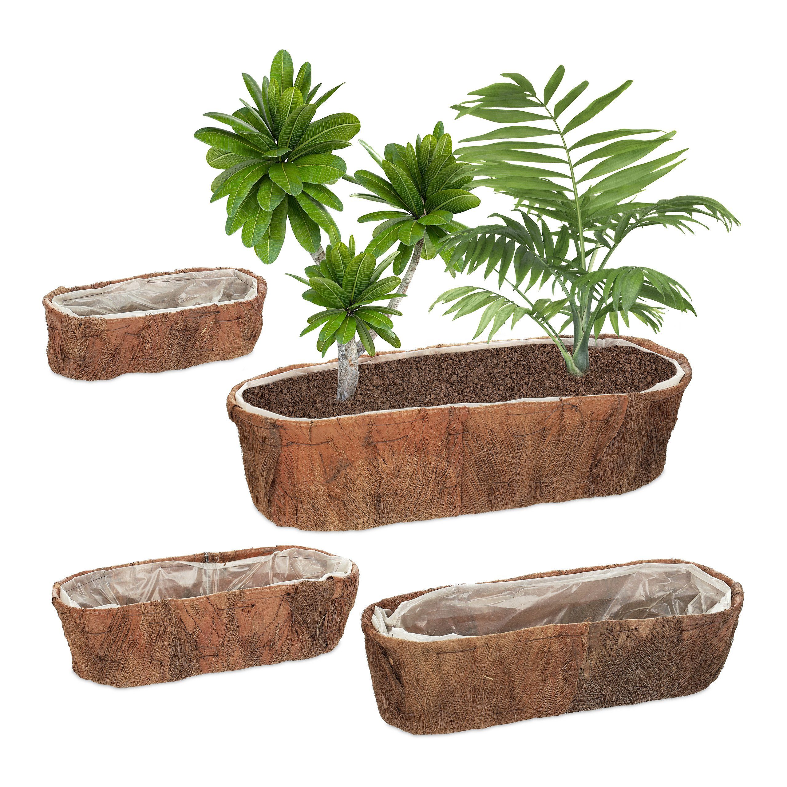relaxdays Blumenkasten Länglicher Blumenkasten 4er Set günstig online kaufen