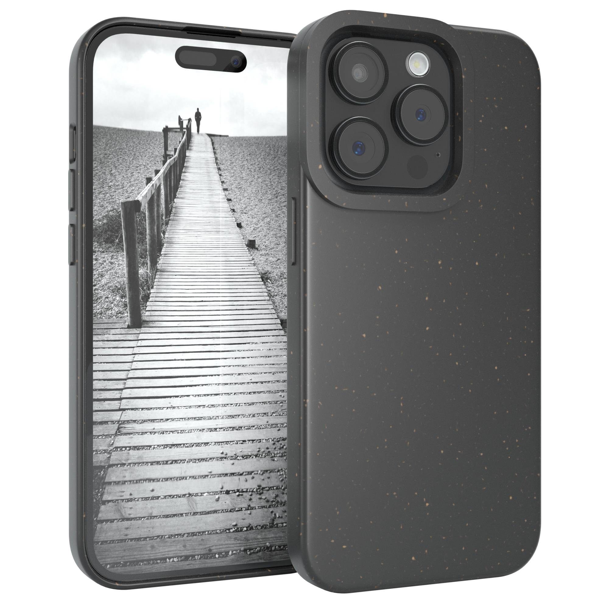 EAZY CASE Handyhülle Bio Case für Apple iPhone 15 Pro 6,1 Zoll, Nachhaltige Bio Hülle mit Kameraschutz Back Cover elastisch Schwarz