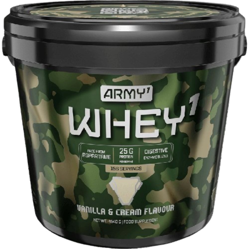 Army1 Whey Protein 4540g Premium WPC + Iso whey 4, 5 Kg Pulver Pulver, Verdauungsenzym-Mischung: Papain und Laktase