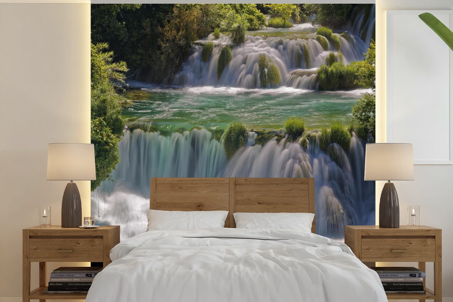 MuchoWow Fototapete Tosende Wasserfälle in den Flüssen des Krka-Nationalparks in Kroatien, Matt, bedruckt, (5 St), Vinyl Tapete für Wohnzimmer oder Schlafzimmer, Wandtapete