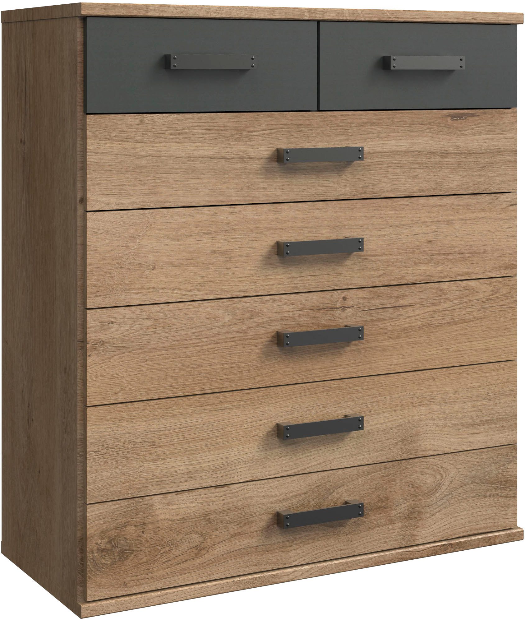 Wimex Schubkastenkommode Cork, Hochkommode, Highboard 91/40/103cm, Made in Germany, industrial Design, rustikaler Look, 7 Schubladen