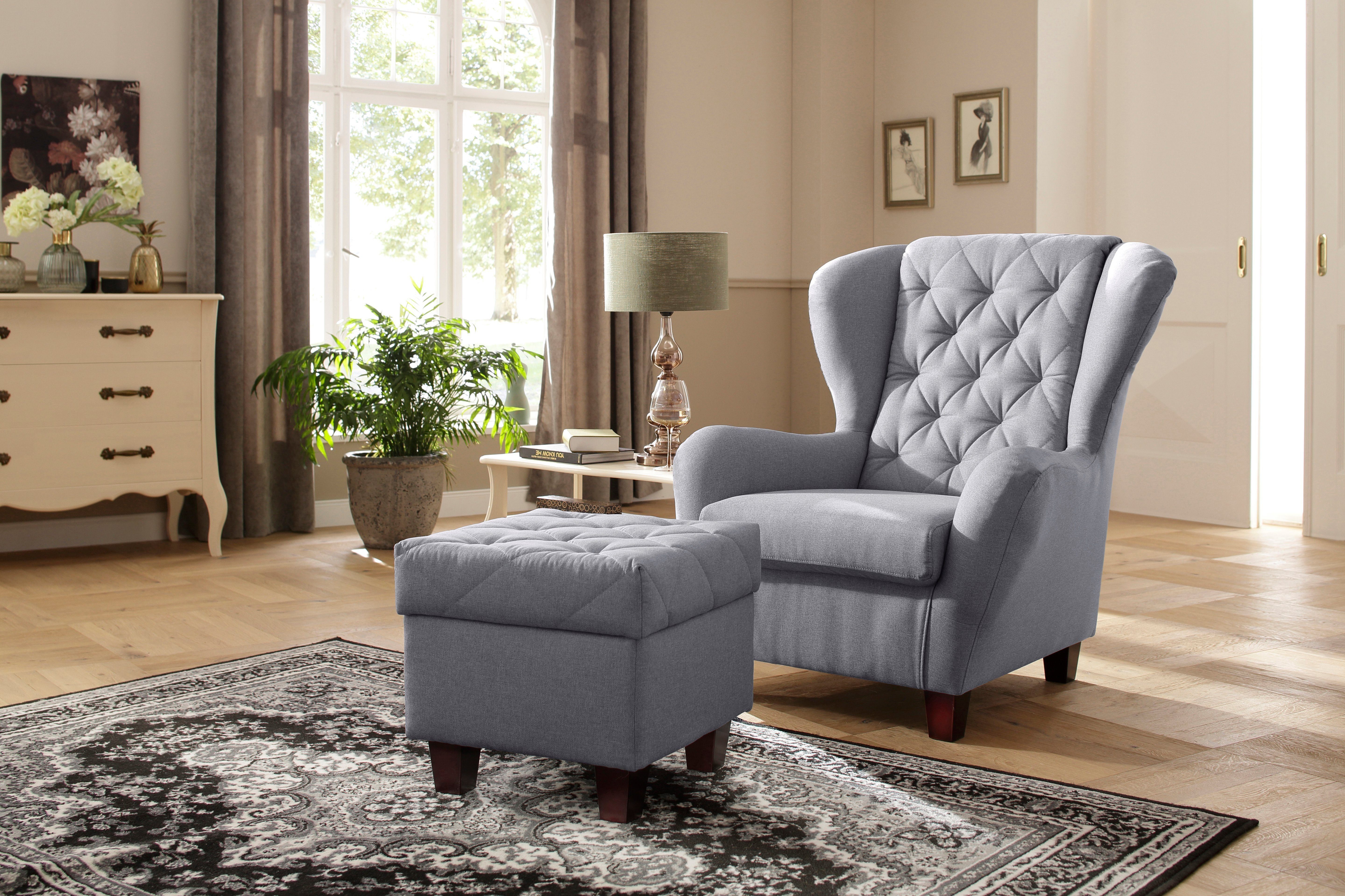 Home affaire Ohrensessel Alexandra, incl. Hocker, günstig online kaufen