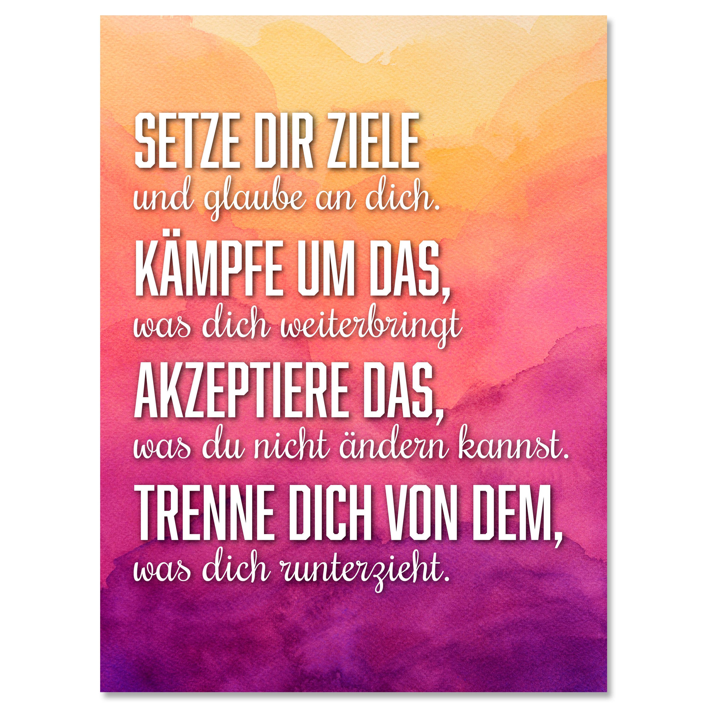 wandmotiv24 Leinwandbild Motivation, Hochformat, setze dir Ziele, Lila