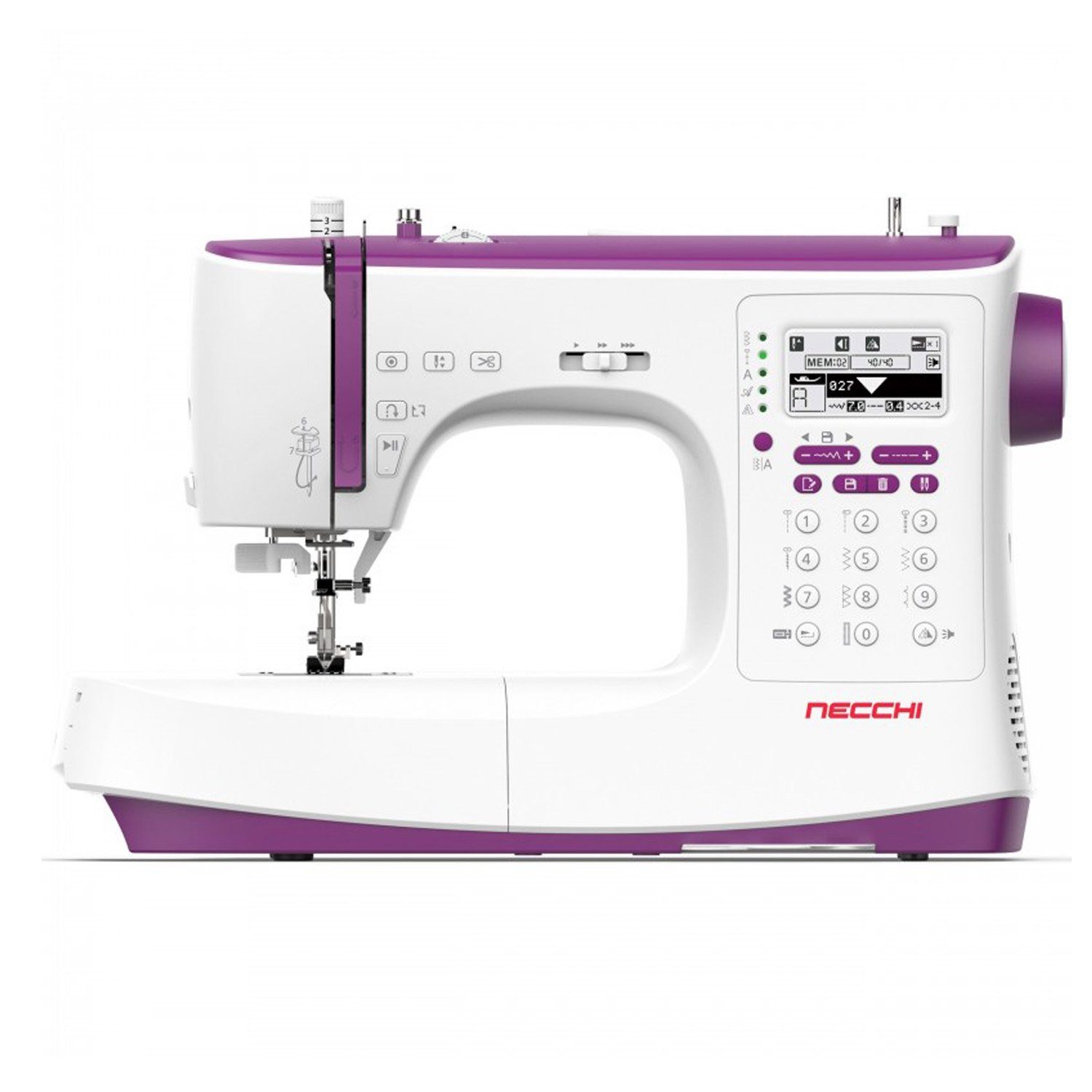 Necchi Nähmaschine Necchi NC-204D, Komfortable Funktionen in Beerentönen