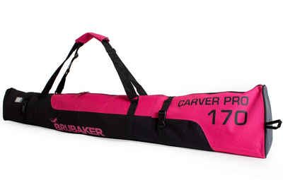 BRUBAKER Skitasche Carver Pro Ski Tasche - Schwarz Pink (Skibag für Skier und Skistöcke, 1-tlg., reißfest und schnittfest), gepolsterter Skisack mit Zipperverschluss