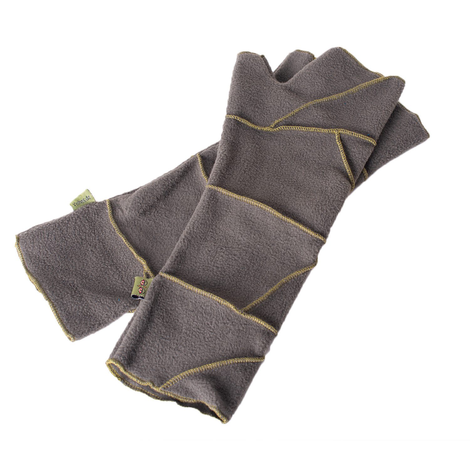 Vishes Armstulpen Warme Patchwork Fleece Handstulpen mit farblich abgesetzten Nähten Alternative Bekleidung, Ethno, Hippie, Retro Style