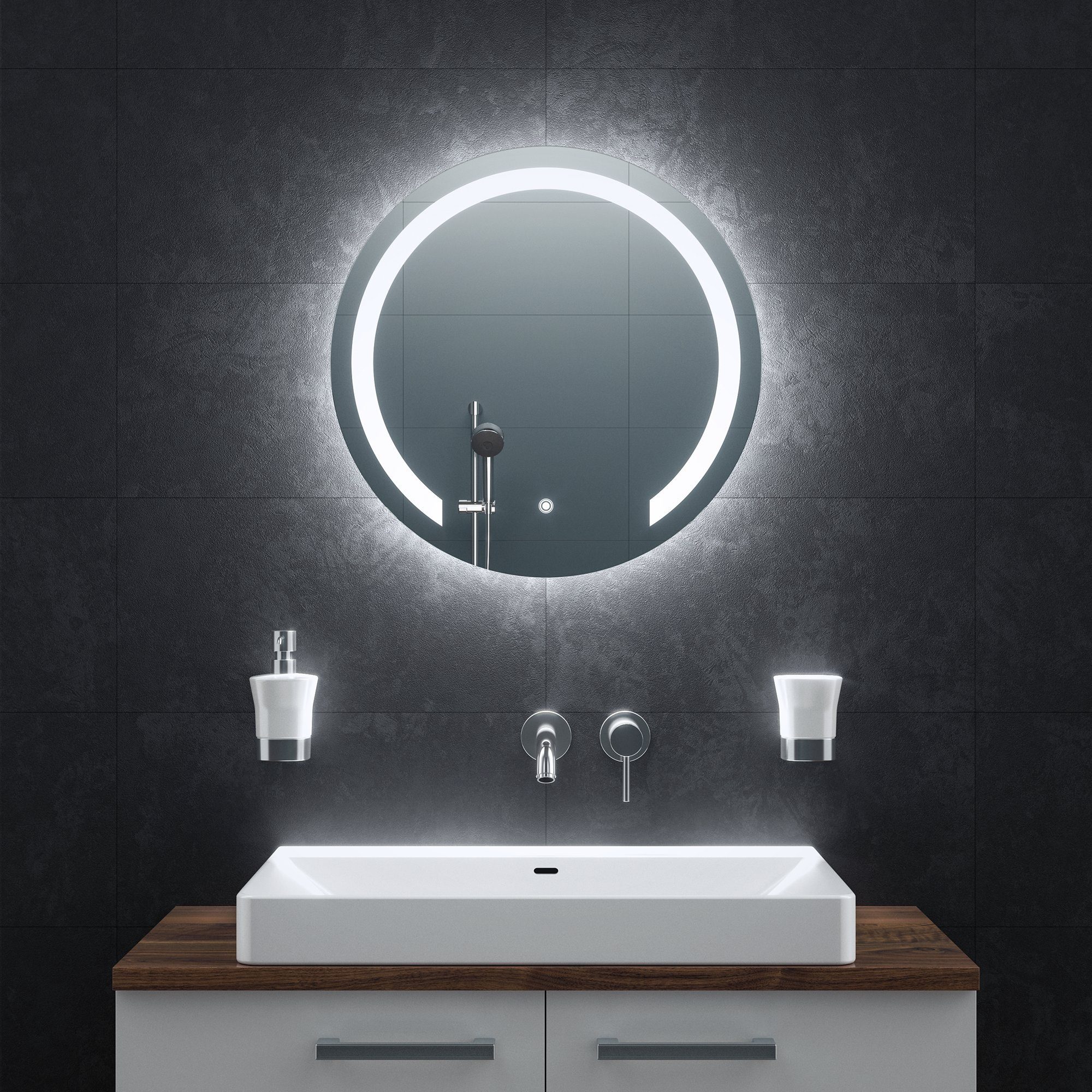 Bringer Badspiegel, Badezimmerspiegel Rund mit Anti-Beschlag und Speicherfu günstig online kaufen