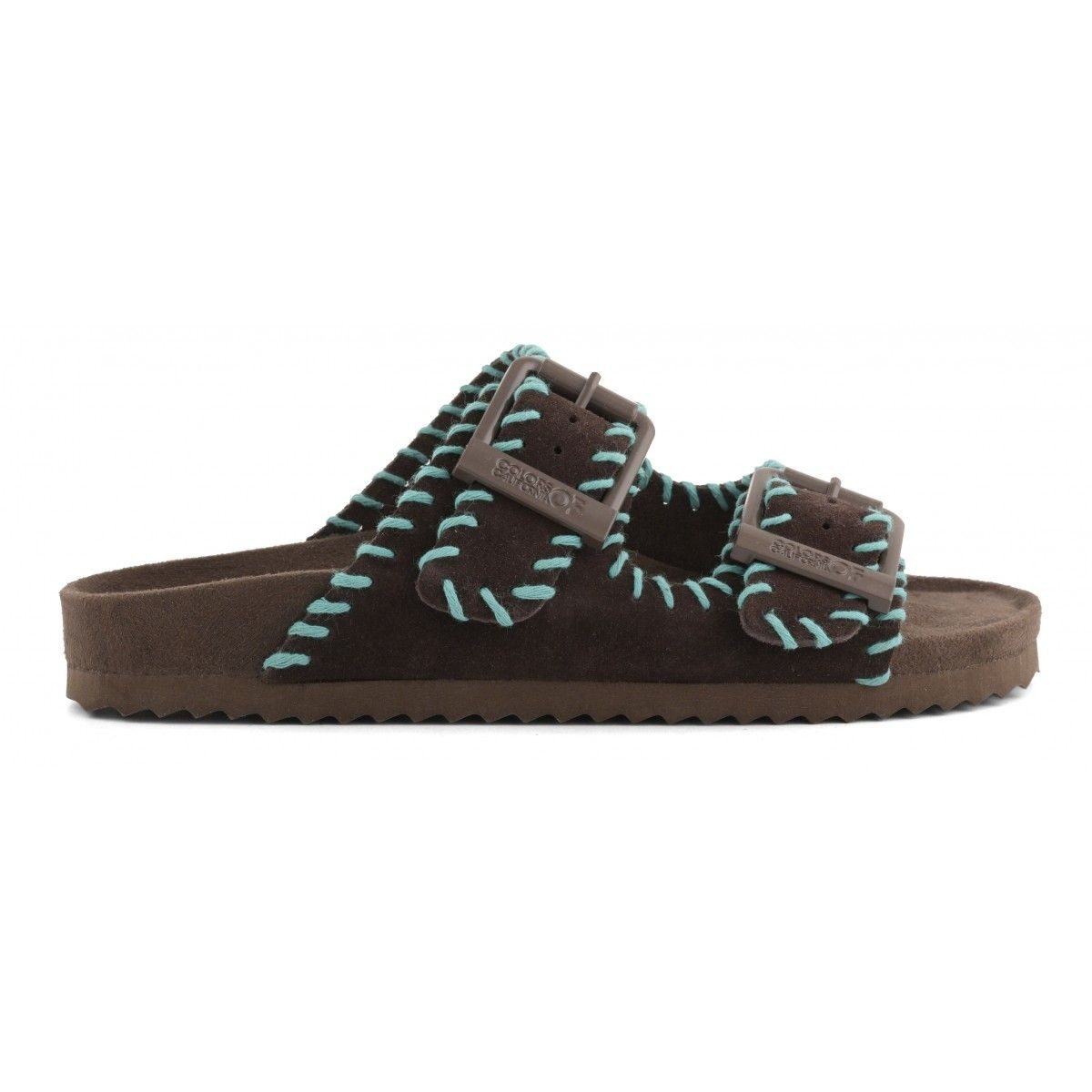 Colors of California Suede sandal with stitchings Schlappen