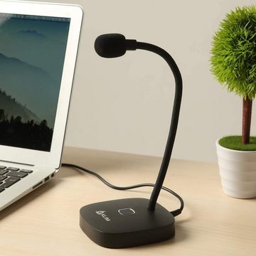 KLIM Standmikrofon Lingo (Packung), USB-Desktop-Mikrofon für PC und Mac, Mit Stummschalttaste