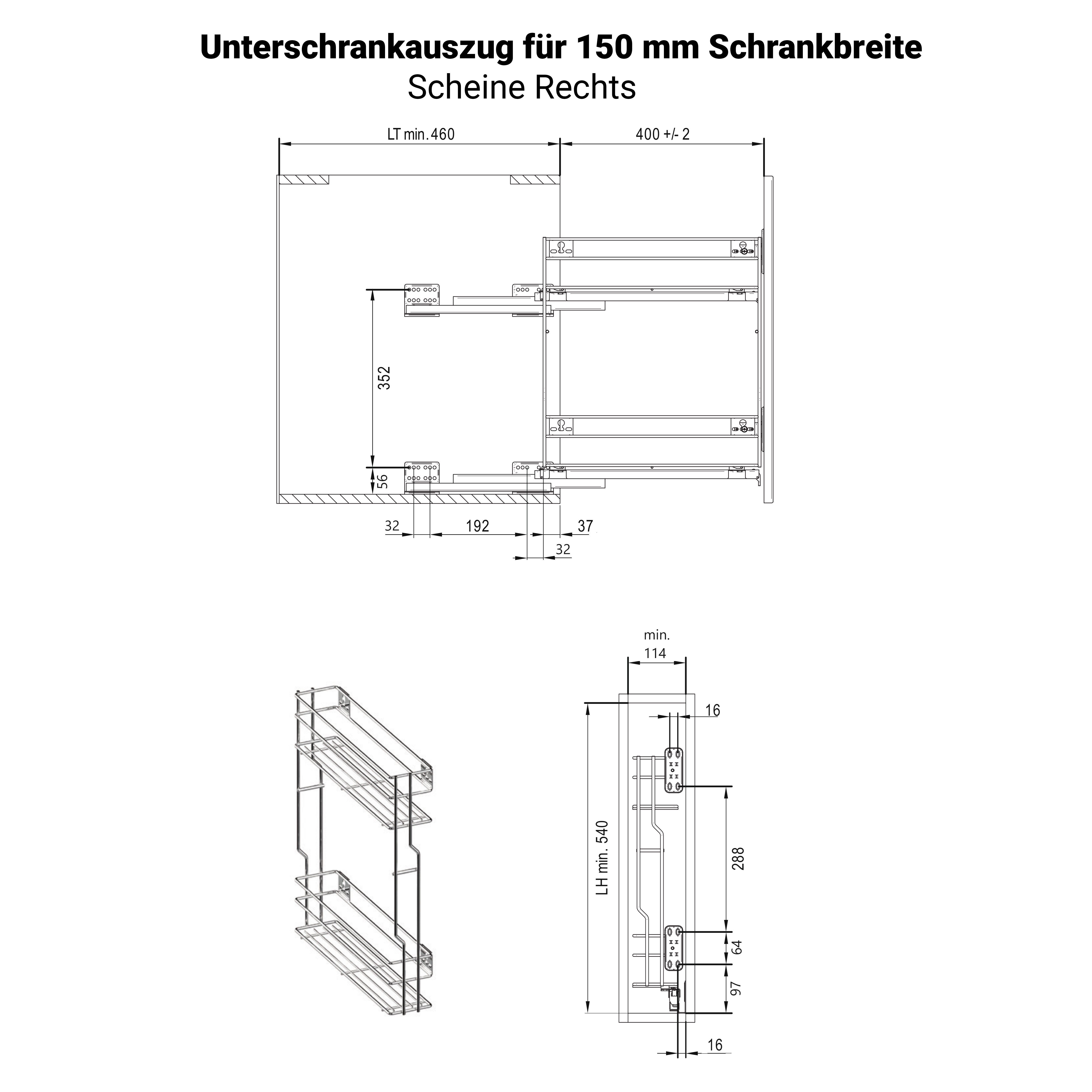 Prima-Online Auszugsunterschrank Unterschrankauszug Küchenauszug Schrankaus günstig online kaufen