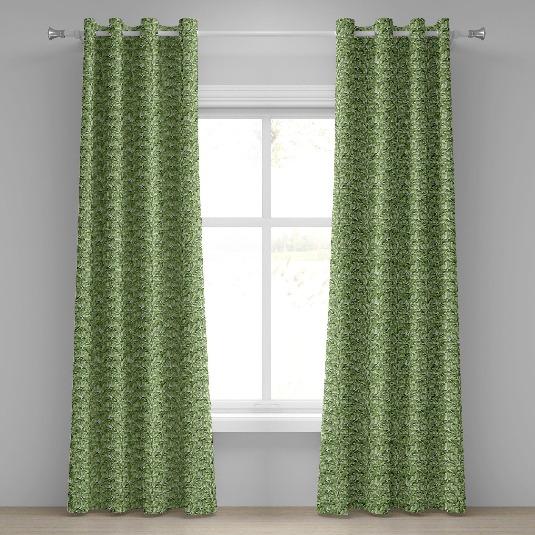 Gardine Dekorative 2-Panel-Fenstervorhänge für Schlafzimmer Wohnzimmer, Abakuhaus, Pflanze Exotische Rahmen Branchen