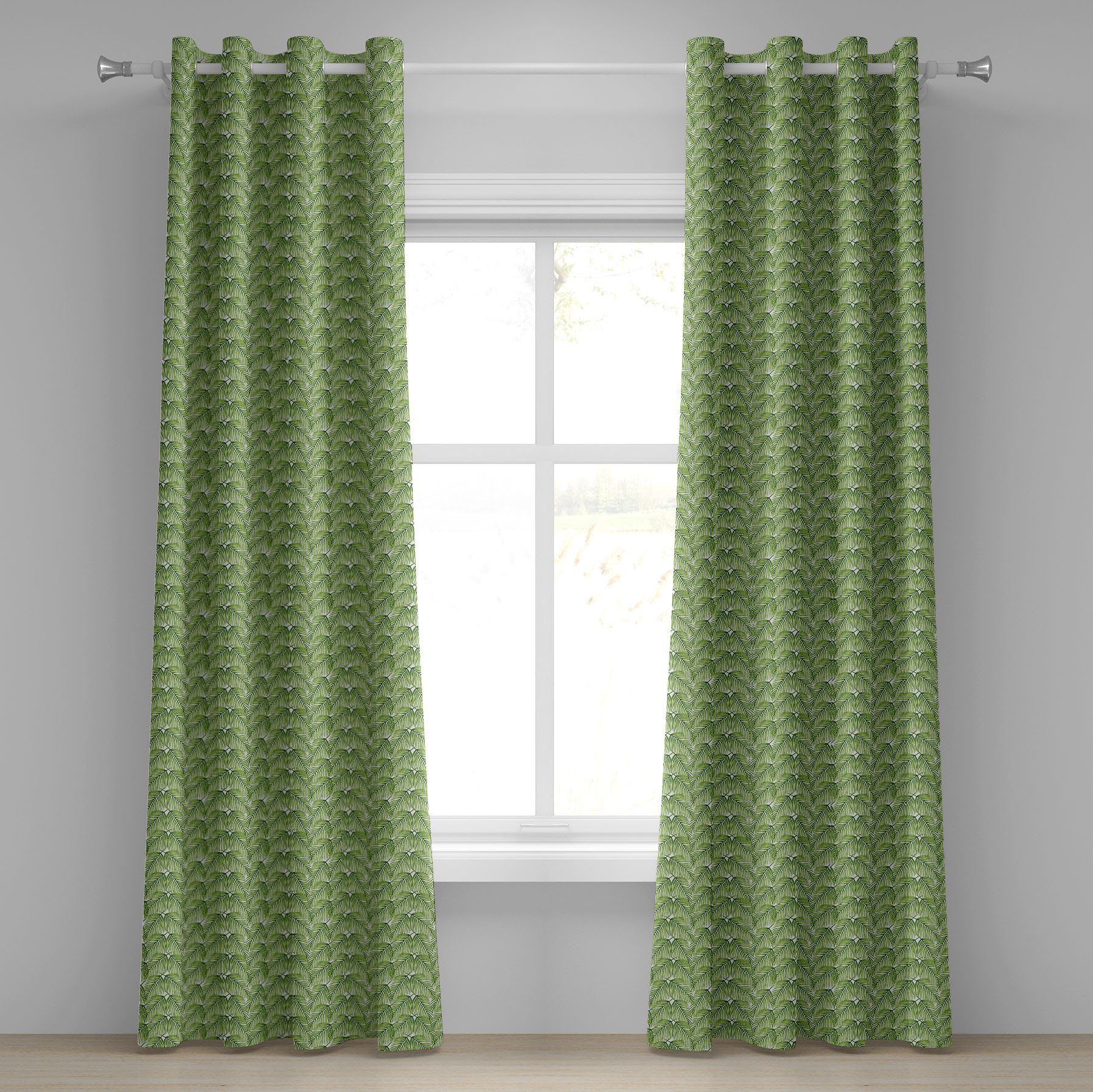 Wohnzimmer, Branchen Abakuhaus, für Gardine Schlafzimmer Dekorative Rahmen Exotische Pflanze 2-Panel-Fenstervorhänge