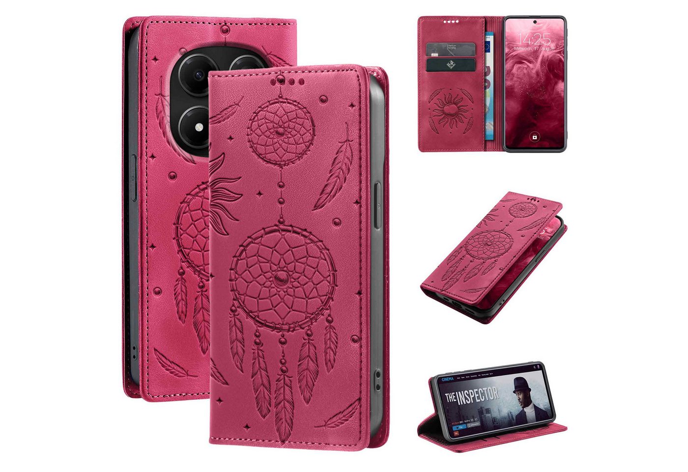 Tec-Expert Handyhülle Traumfänger Hülle Cover Blumen für Xiaomi Redmi Note 15 Pro 6.77 Zoll, 6.77, Klapphülle Case Tasche mit Kartenfächern und RFID Schutz