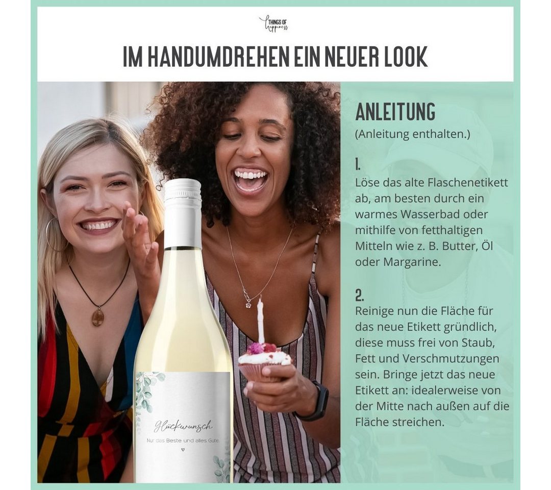 Thumbnail - Things of Happiness Aufkleber Flaschenetiketten, Aufkleber Weinflasche Sektflasche selbstklebend, Schwangerschaft verkün...