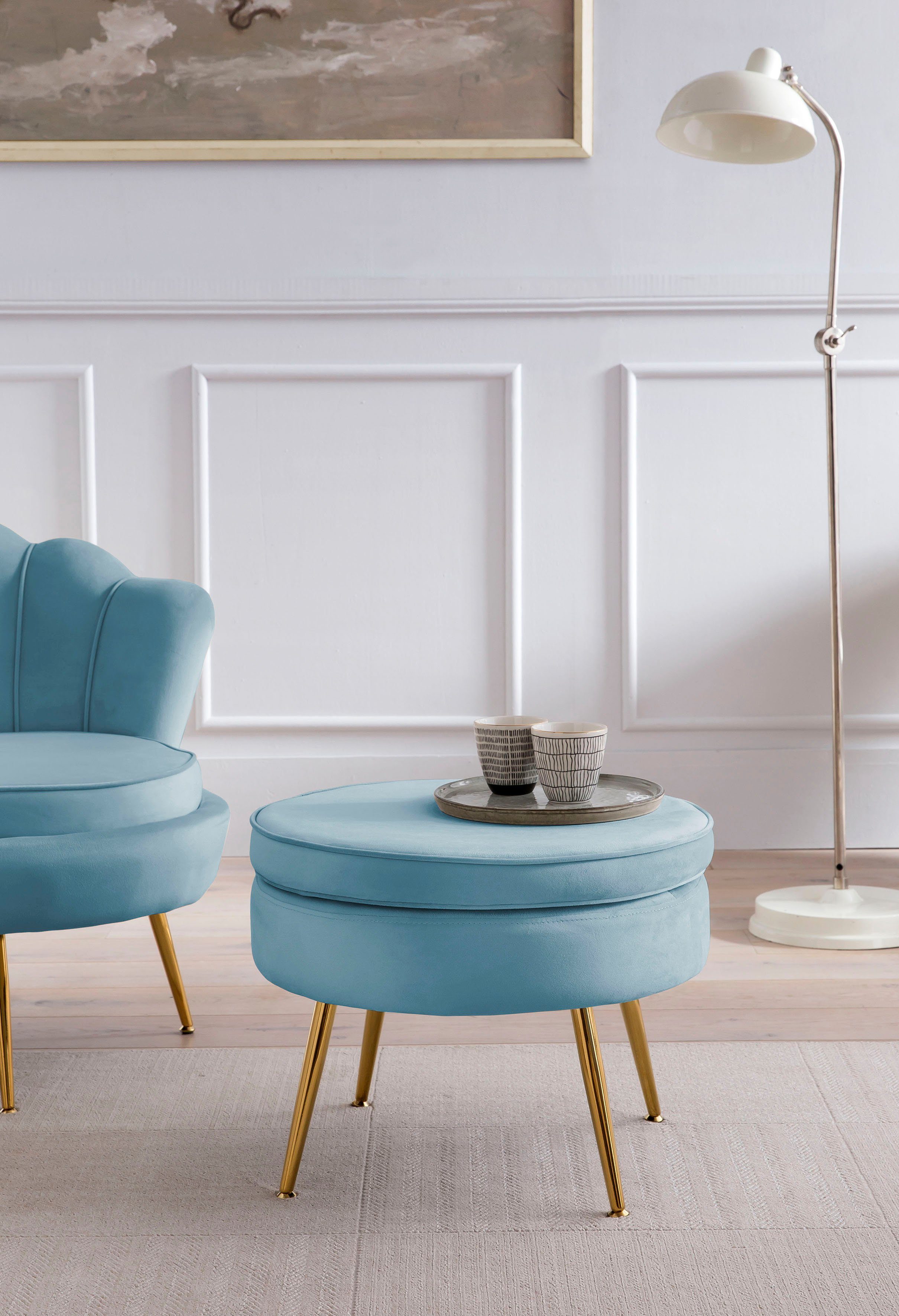 SalesFever Polsterhocker Calm Gepolsterter Hocker mit Charme, mit hohem Sit günstig online kaufen