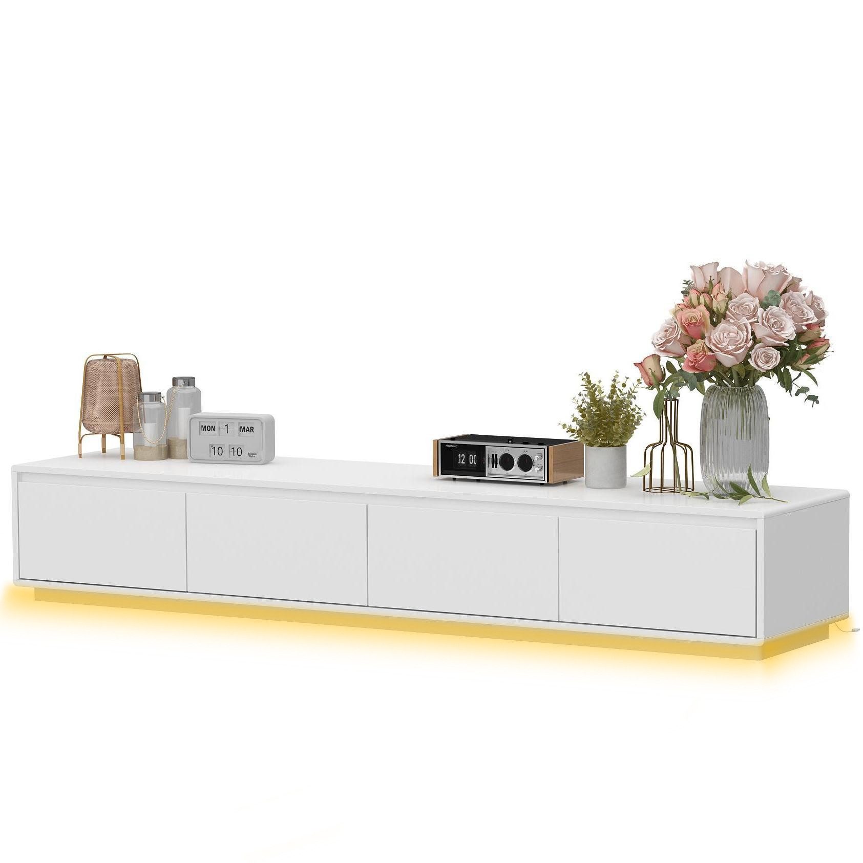 FUFU&GAGA Lowboard mit 4 Schubladen, mit Beleuchtung 3 Farbe, 180 x 30 x 40 günstig online kaufen