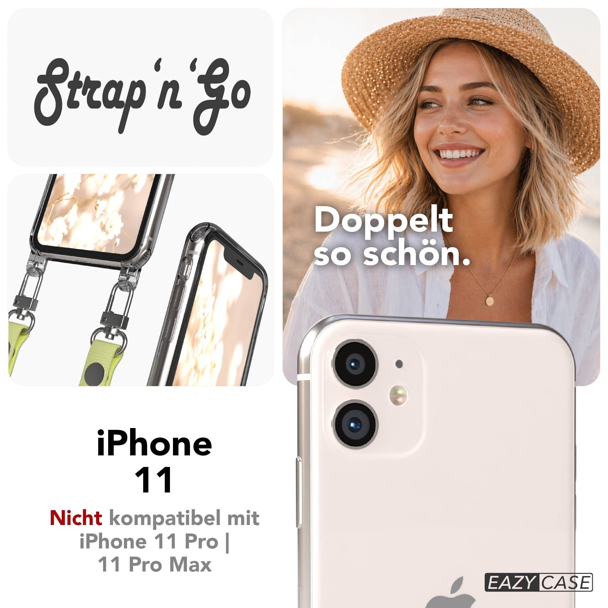 EAZY CASE Handykette für Apple iPhone 11 Handyhülle mit Handyband magnetisch, Schlichte Handykette in Gelb mit Magnetverschluss