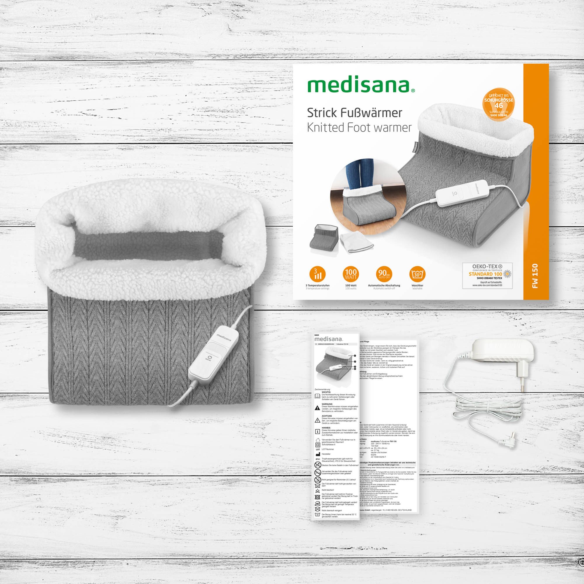 medisana Elektrofußwärmer FW 150, 3 Stufen, autom.Abschaltung, geeignet bis Größe 46, waschbar – Bild 5 von 5