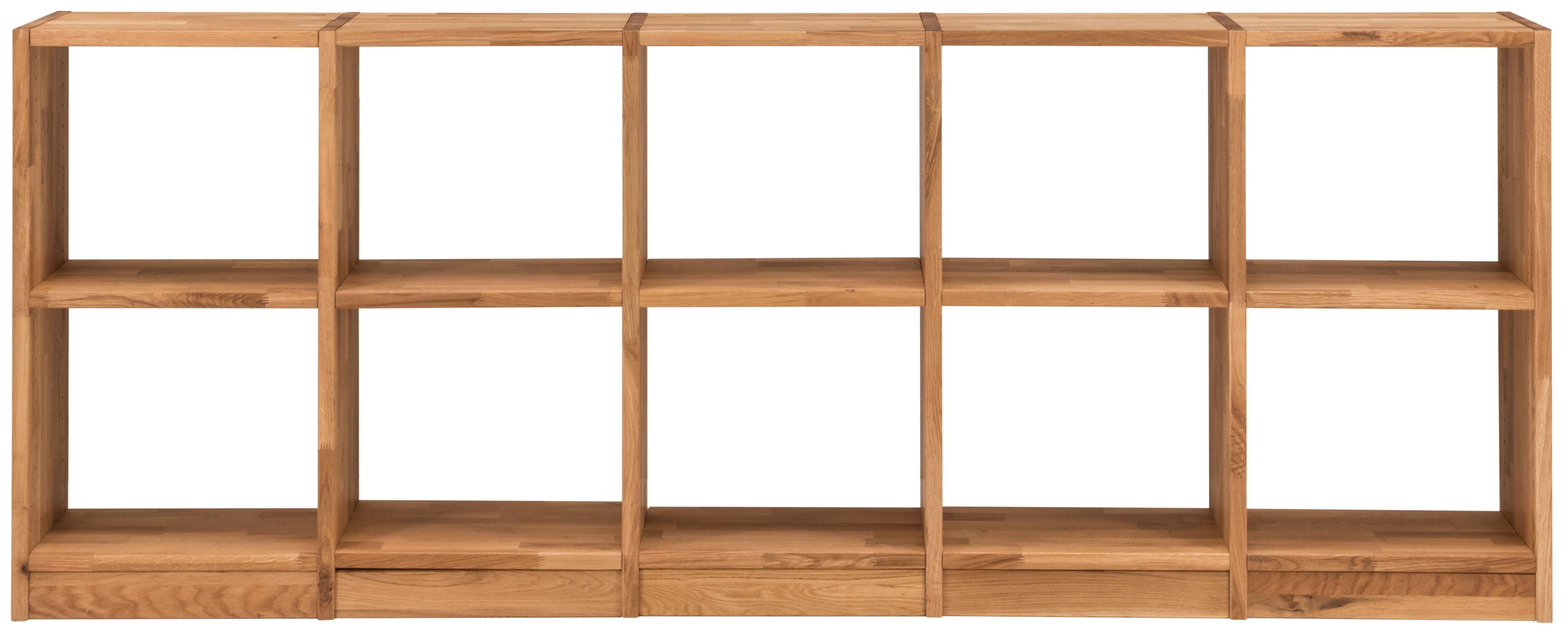 Home affaire Regalelement Ecko, aus schönem massivem Wildeichenholz, Breite 225 cm, mit 10 Fächern