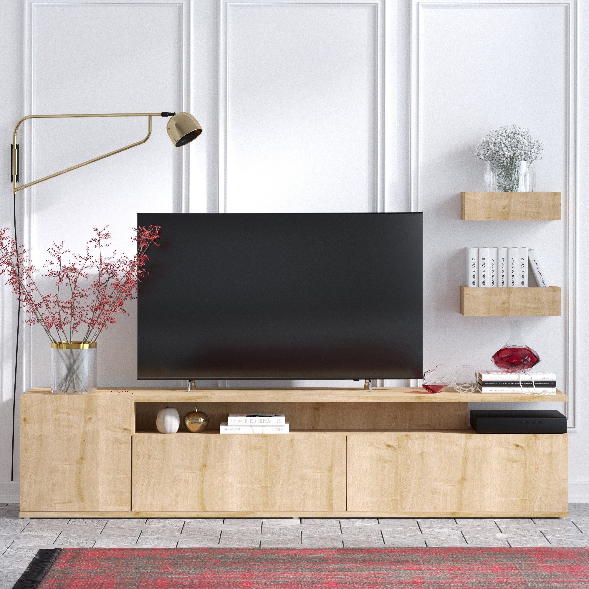 Skye Decor TV-Schrank 45x180x35 cm, Schränke, 100% Partikelplatte Melaminbeschichtete
