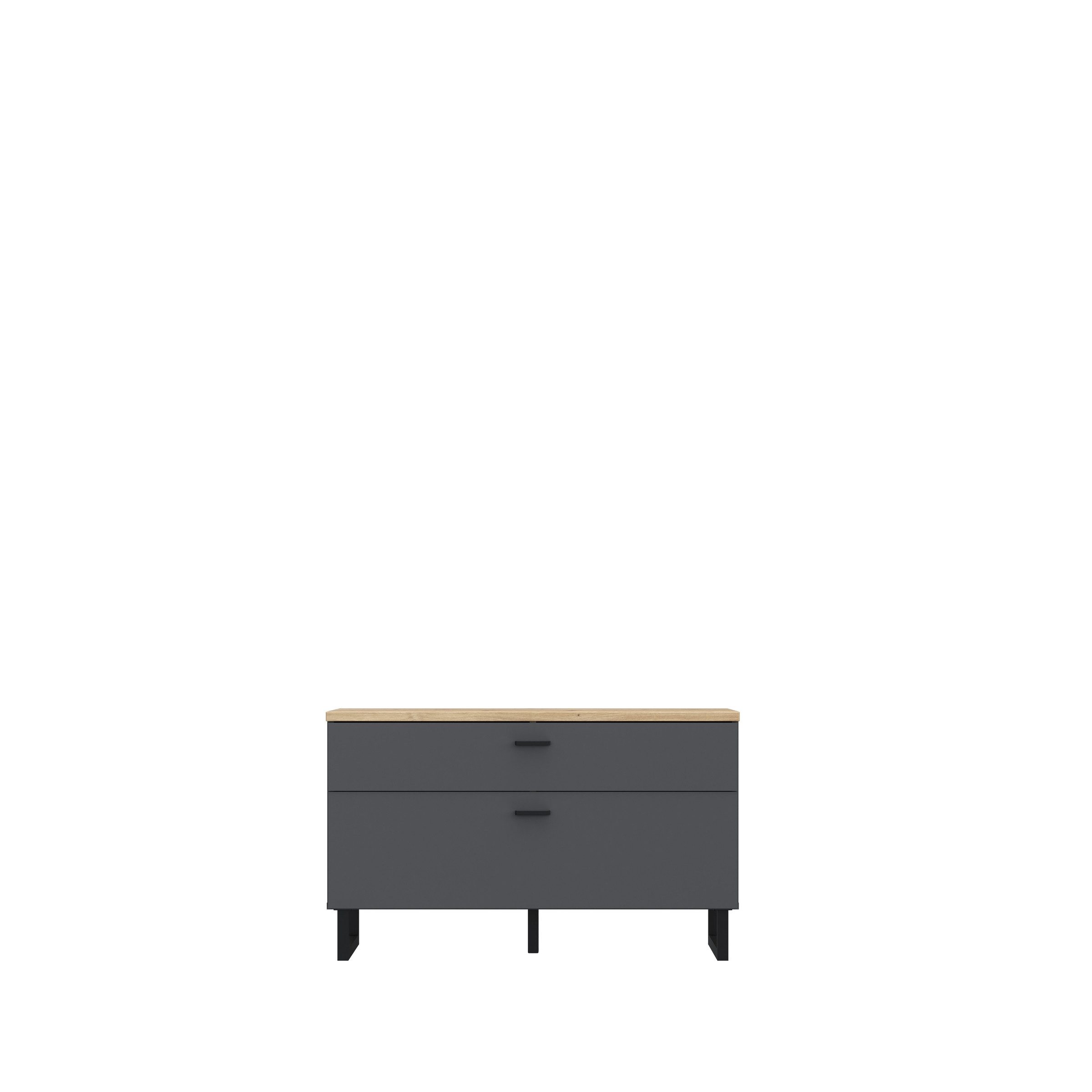 FORTE TV-Schrank in Artisan Eiche / Uni Wolfram grau