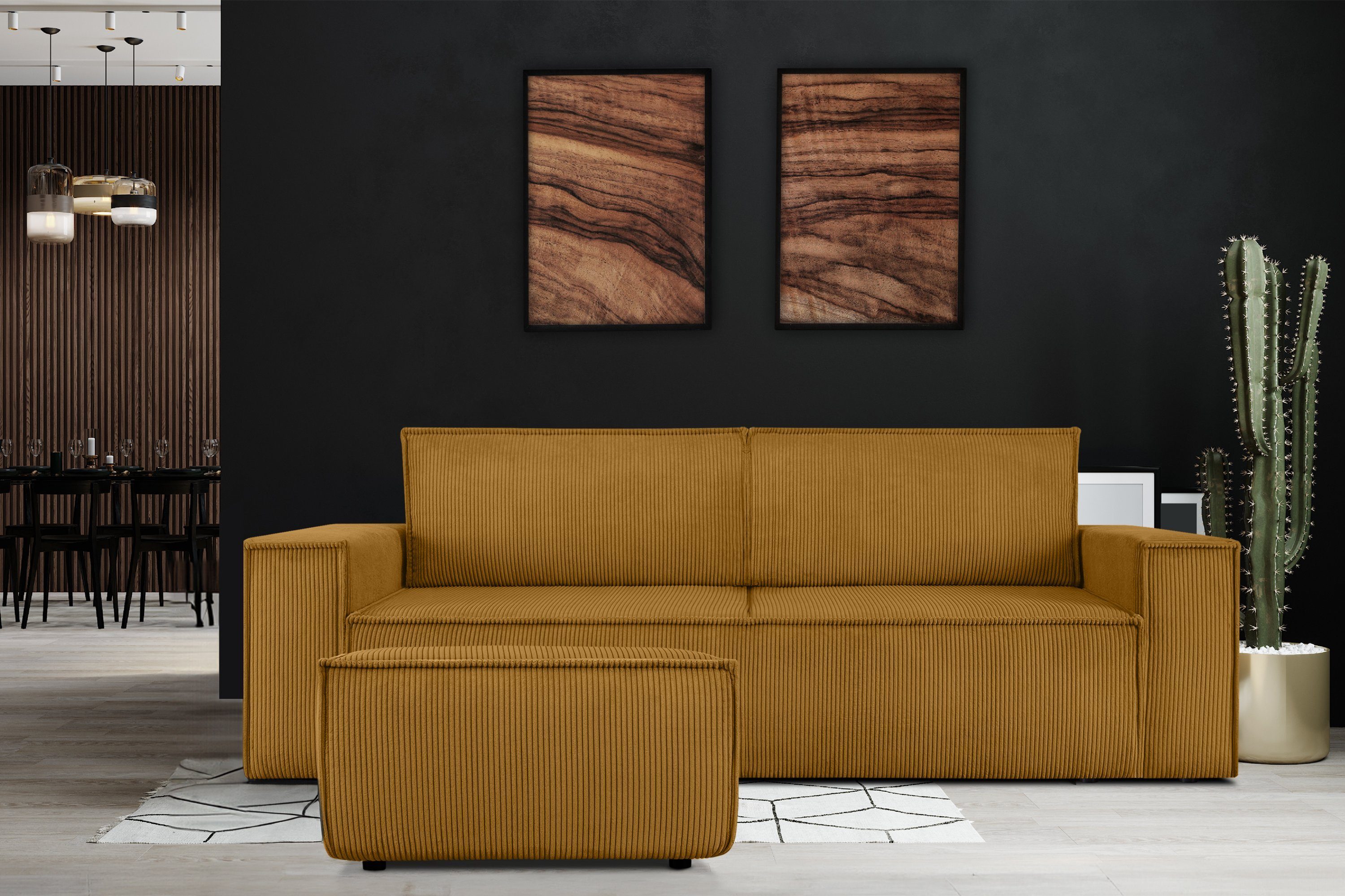 KONSIMO® Sitzhocker NAPI XXL Polsterhocker, Quadratisch 83x83 cm, hergestellt in der EU, mit Wellfedern in der Sitzfläche, Passend zur Serie, Hoher Sitzkomfort