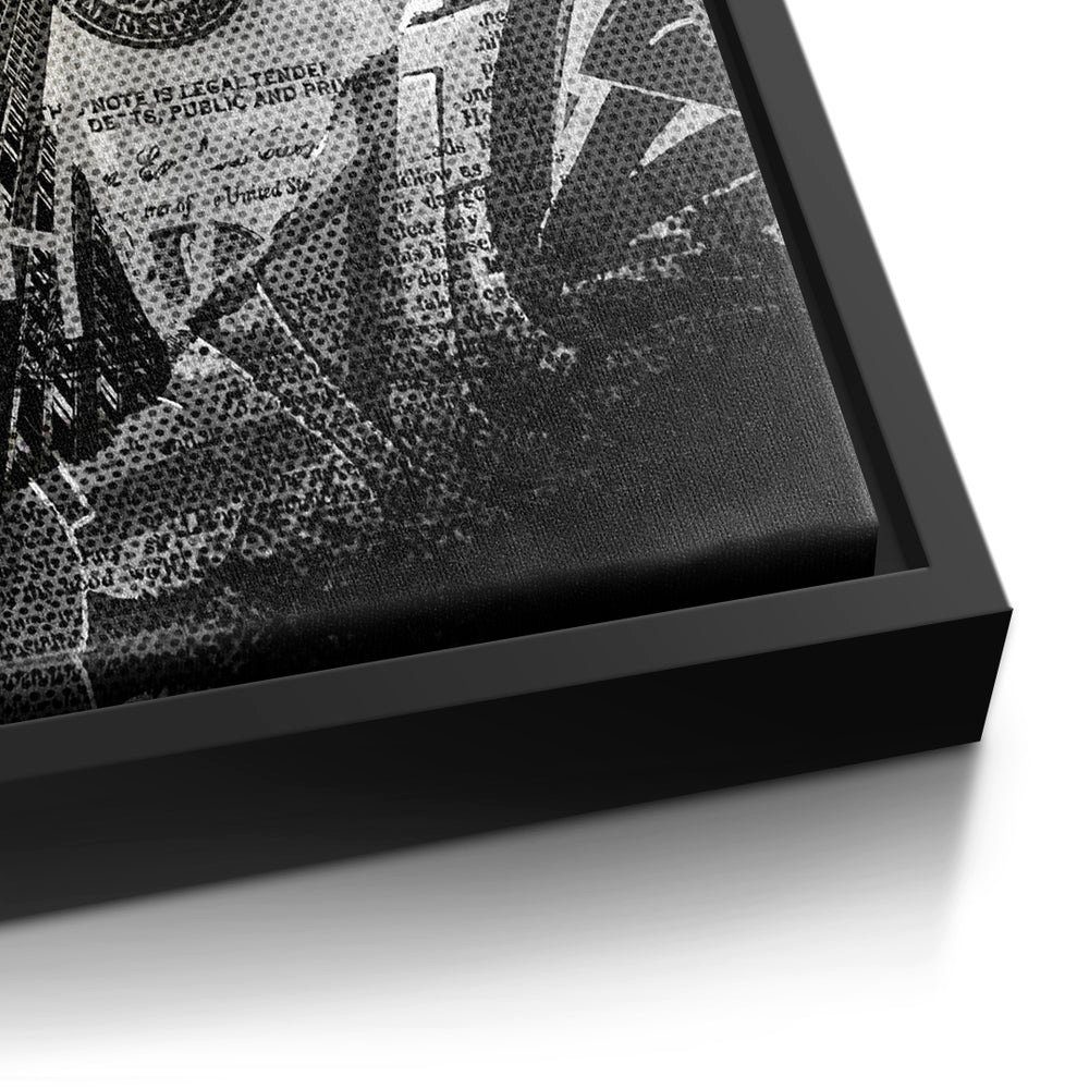 DOTCOMCANVAS® Leinwandbild, Dollar Cash Geld Leinwandbild - schwarzer PopArt Rahmen Wandbild Business