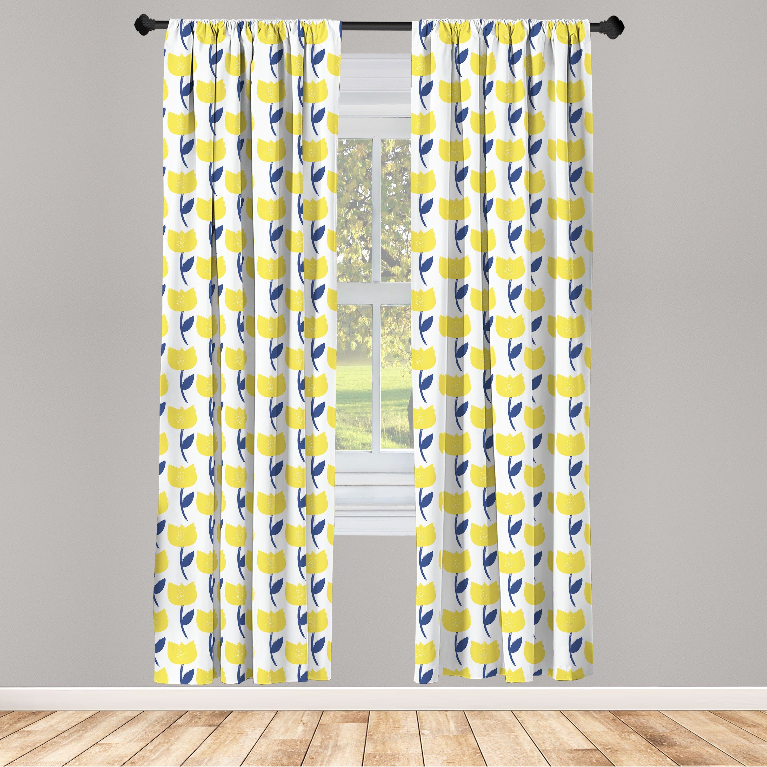 Abakuhaus, Tulpe Dekor, Spring Gardine Yellow Wohnzimmer Schlafzimmer Microfaser, für blühen Kunst Vorhang