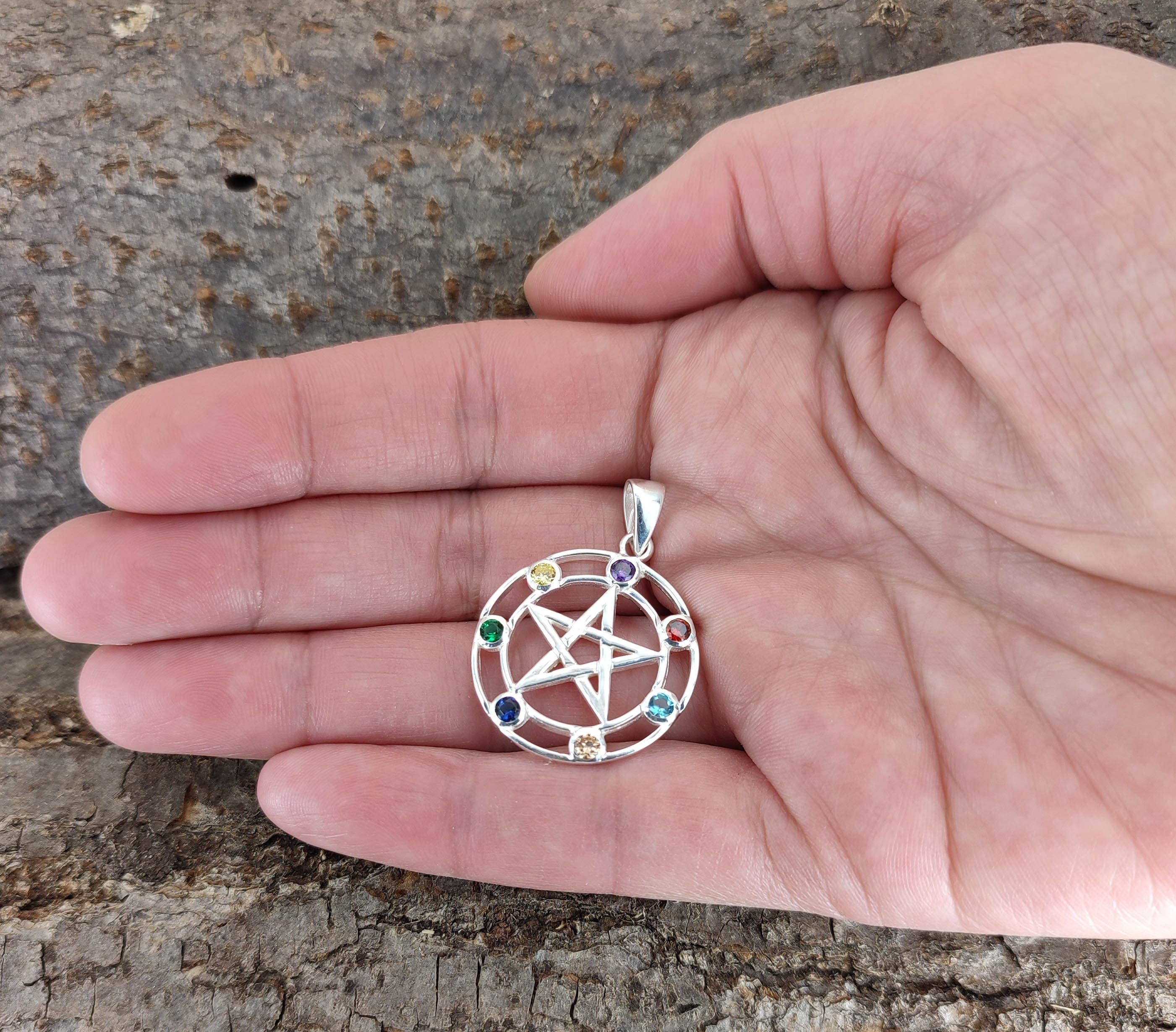 Kiss of Leather Kettenanhänger Pentagramm Anhänger Pentagram Schutz weiße Magie Zauber Wicca Nr.418