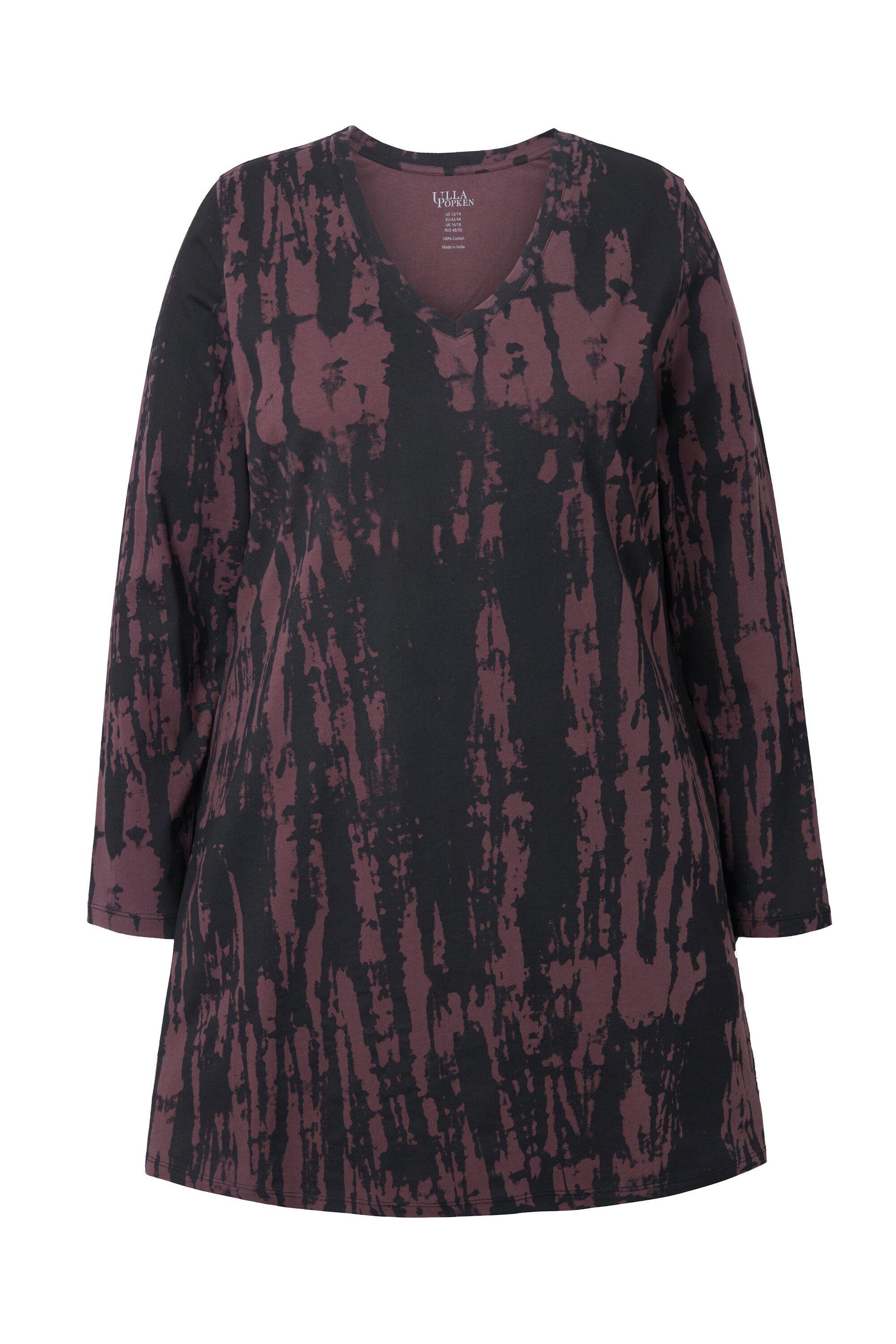 Ulla Popken Longshirt Longshirt Farbverlauf A-Linie V-Ausschnitt Langarm günstig online kaufen