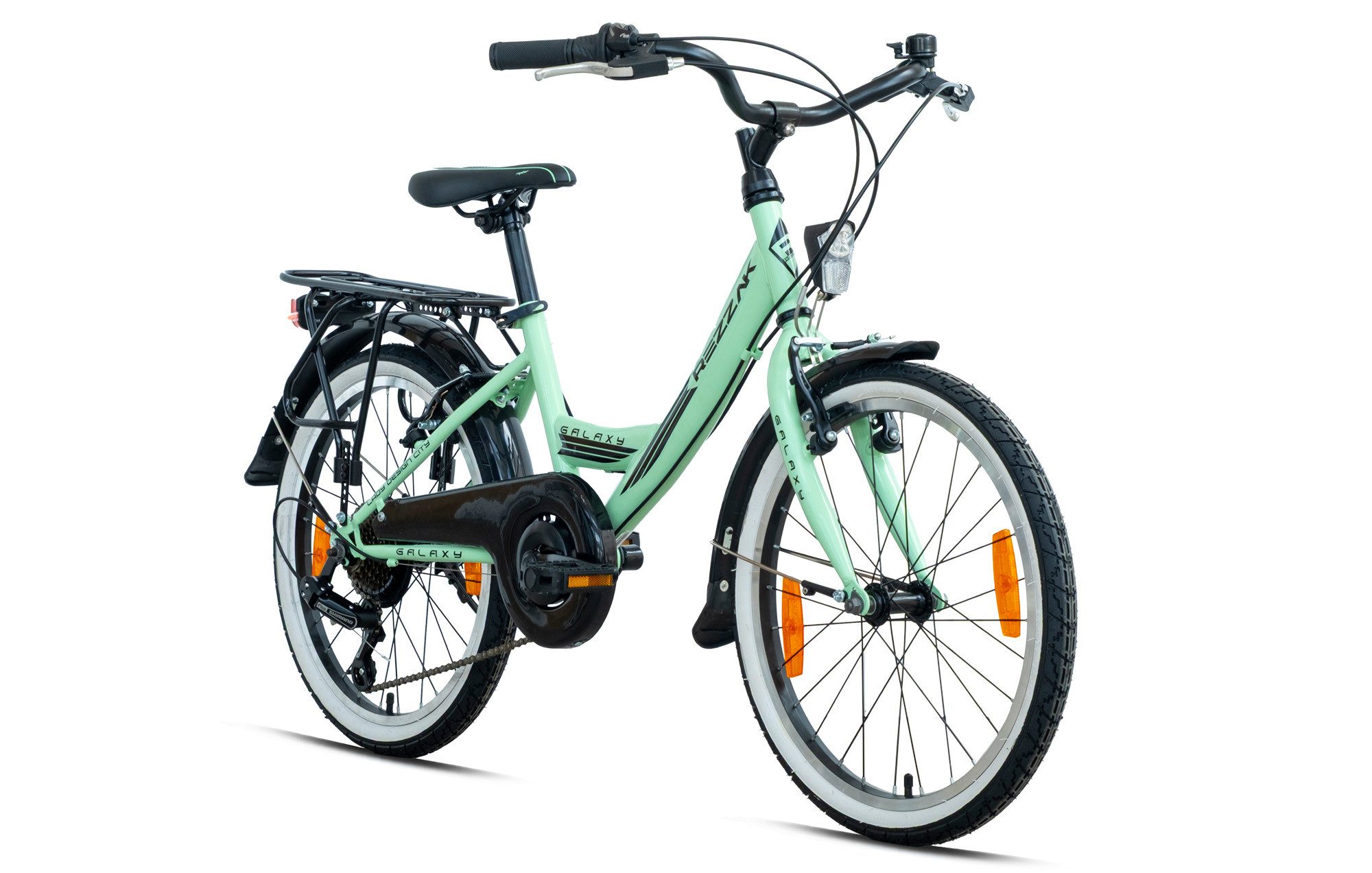 Rezzak Kinderfahrrad 20 Zoll Kinderfahrrad Mädchenfahrrad 7 Gang Shimano Mint -083, 7 Gang Shimano, Kettenschaltung, Reflektoren Klingel Lichter ab 7 Jahre Rahmenhöhe 31 cm