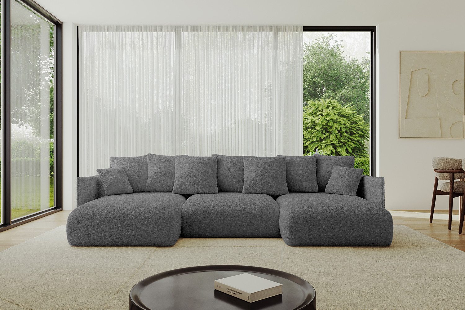 ALTDECOR Wohnlandschaft ONESK-U, Couch mit Schlaffunktion, Wohnzimmer - Ecksofa, Corner Sofa Bett Eckcouch Couch U-Form Schlafcouch Ausziehbar