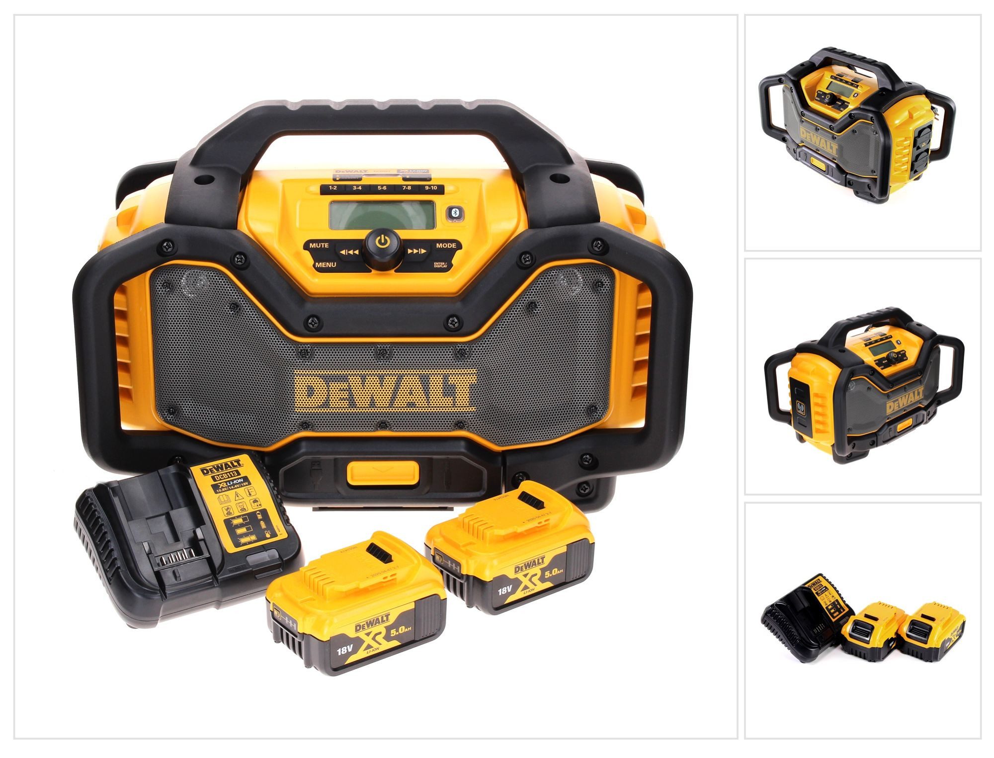 DeWalt DCR 027 P1 Akku Radio DAB+ 10,8-18,0 V + 2x Akku 5,0 Ah + Ladegerät Baustellenradio