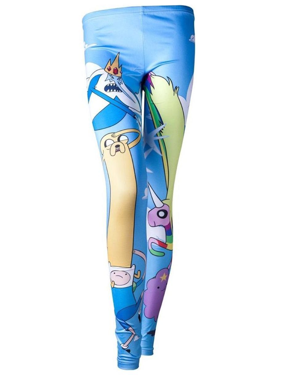 Cartoon Network Leggings Adventure Times Leggings Damen Hose Erwachsene + Jugendliche Adventure Time Jake und Finn Cartoon lizenziert zur CN Network Serie XS S M L XL