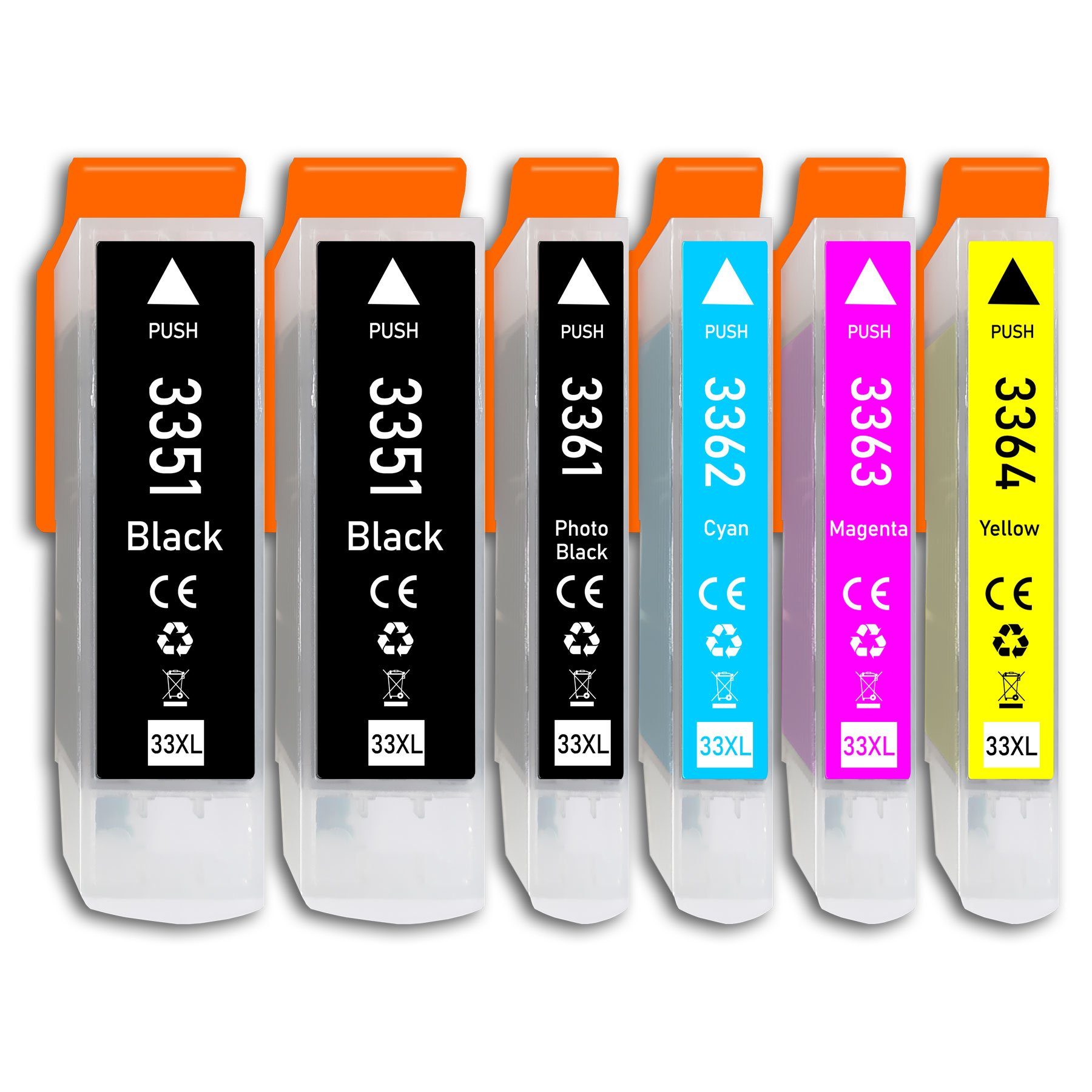 Druckerparadies 6er Multipack für Epson 33XL Tintenpatronen Set Tintenpatrone (6-tlg., für Epson XP530 XP540 XP630 XP635 XP640 XP645 XP830 XP900 XP7100)