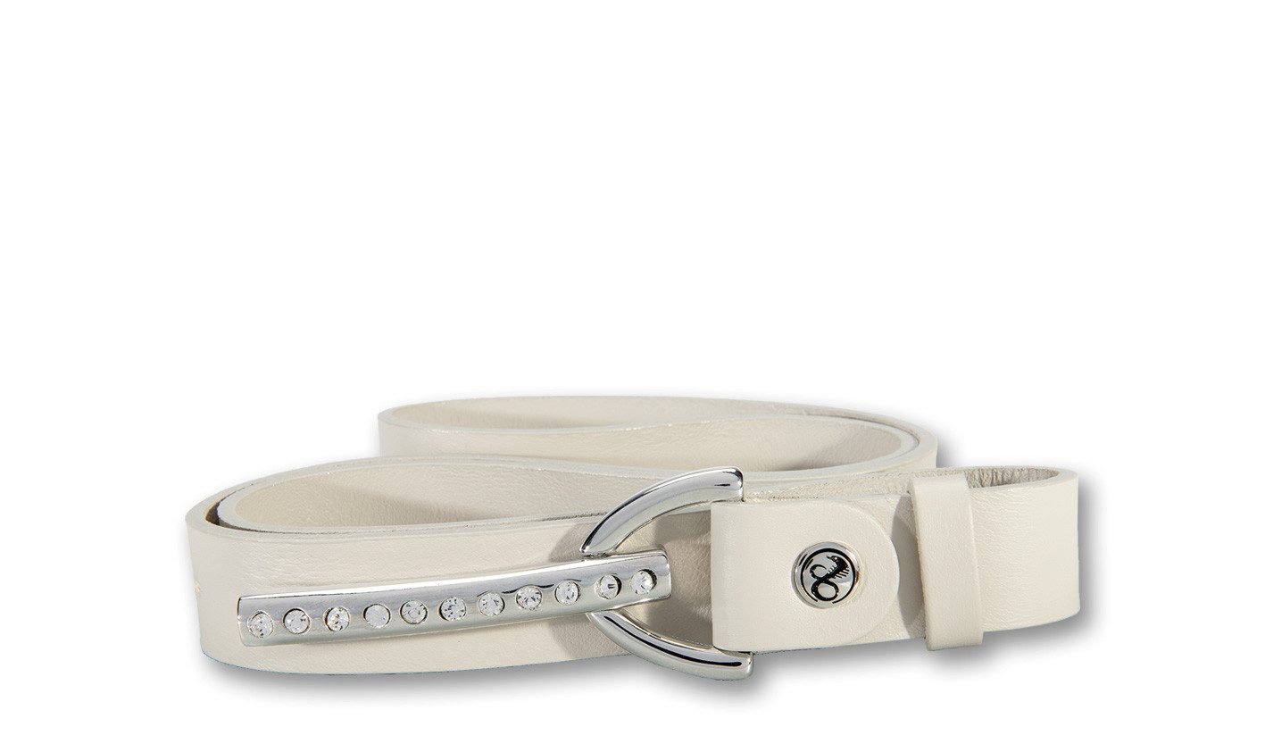 Silbergift Ledergürtel mit Strass-Steinen besetzt