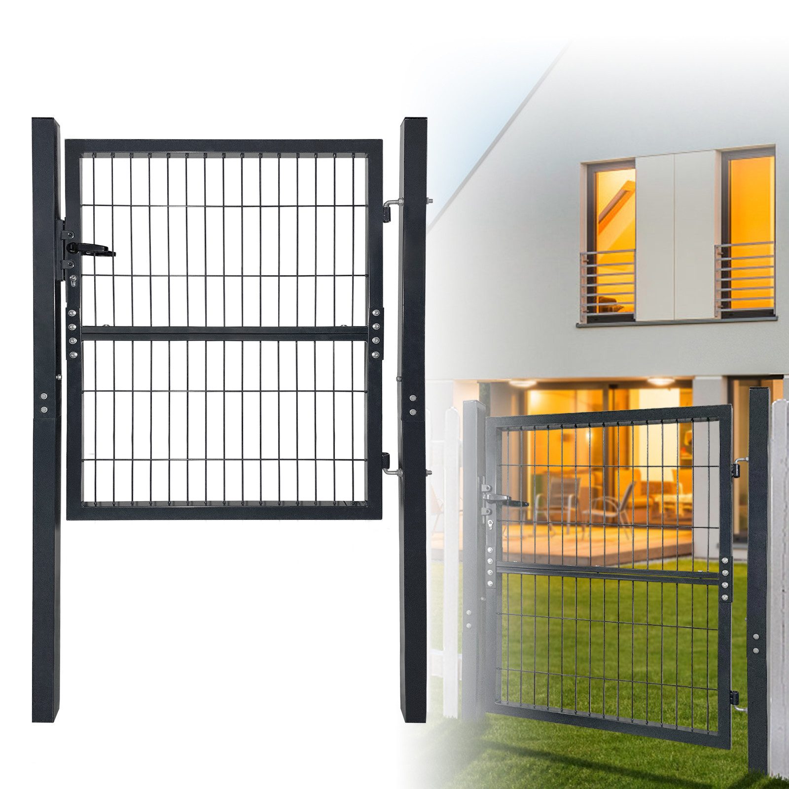 FIVMEN Gartentor Gartentür für Stabmattenzaun Hoftor Zauntür Doppelstabmatten, (Inkl. Schloss, Pfosten und Befestigungsmaterial, Zauntor, Zauntür)