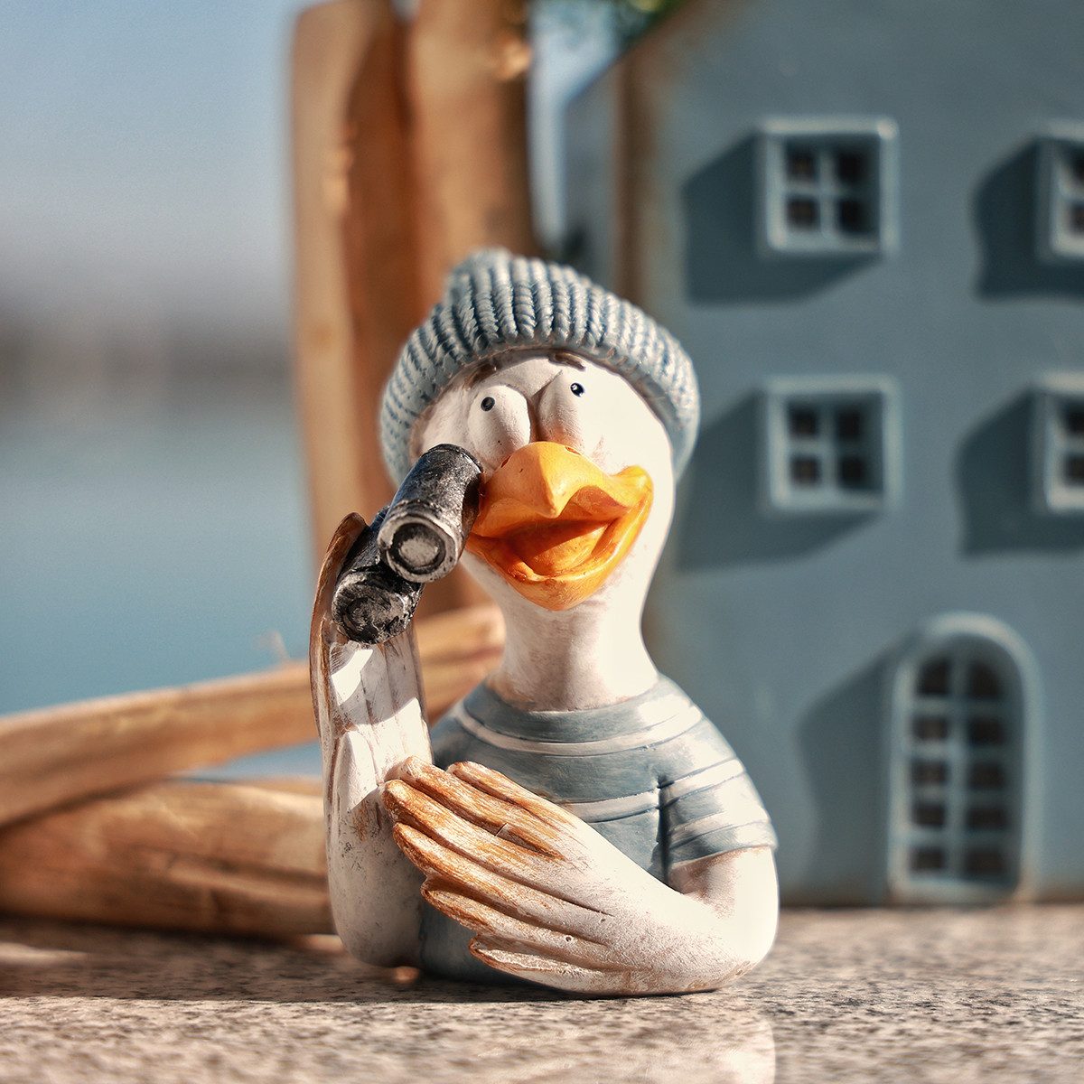 Dekofigur Maritime Tischdeko Möwe Set Blau Weiß Silber 11cm 2 Stk