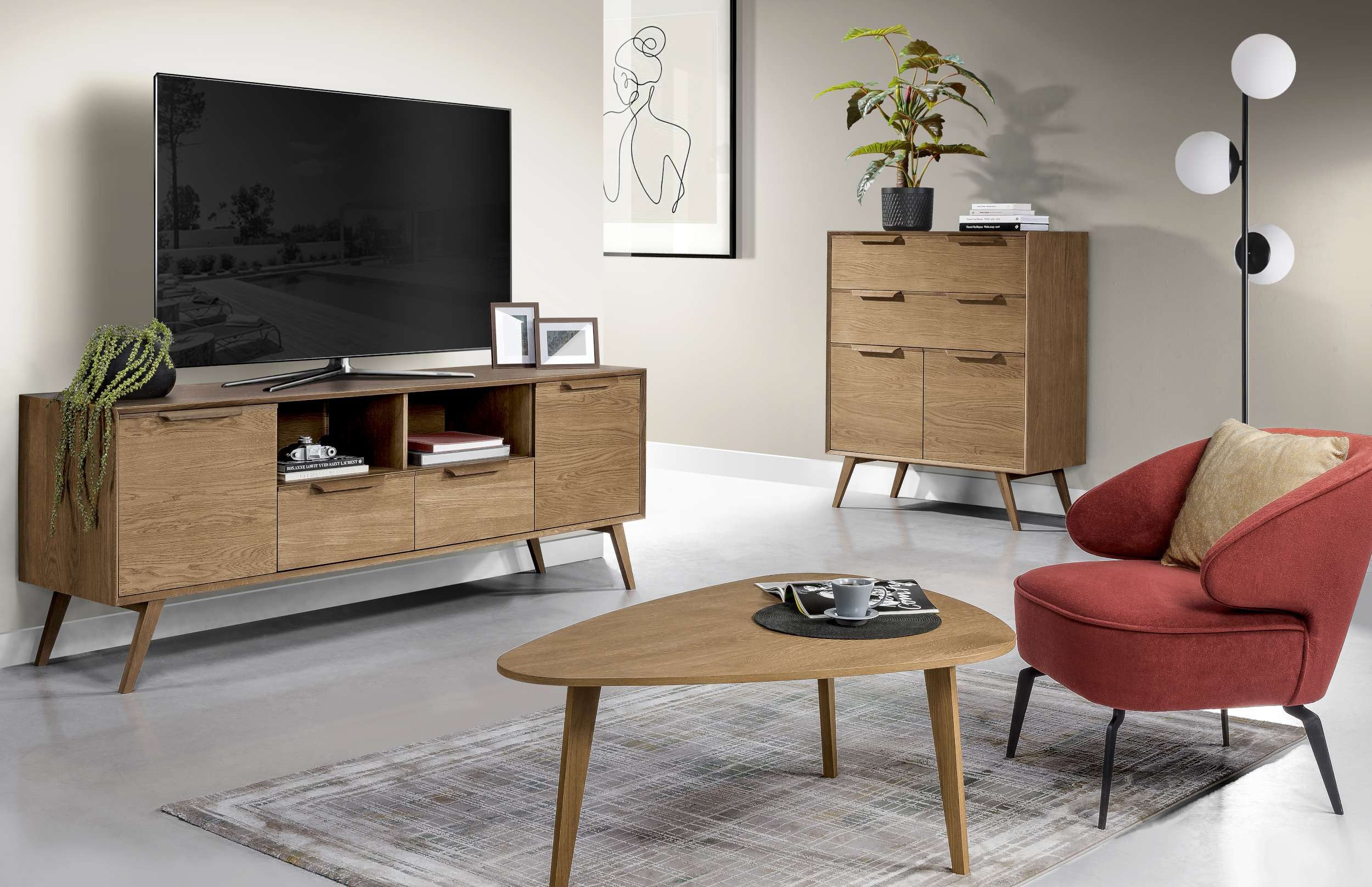 99rooms Wohnwand Lion, (Set (2-St), Wohnmöbel), mit viel Stauraum, aus Massivholz, Lieferung erfolgt ohne Couchtisch