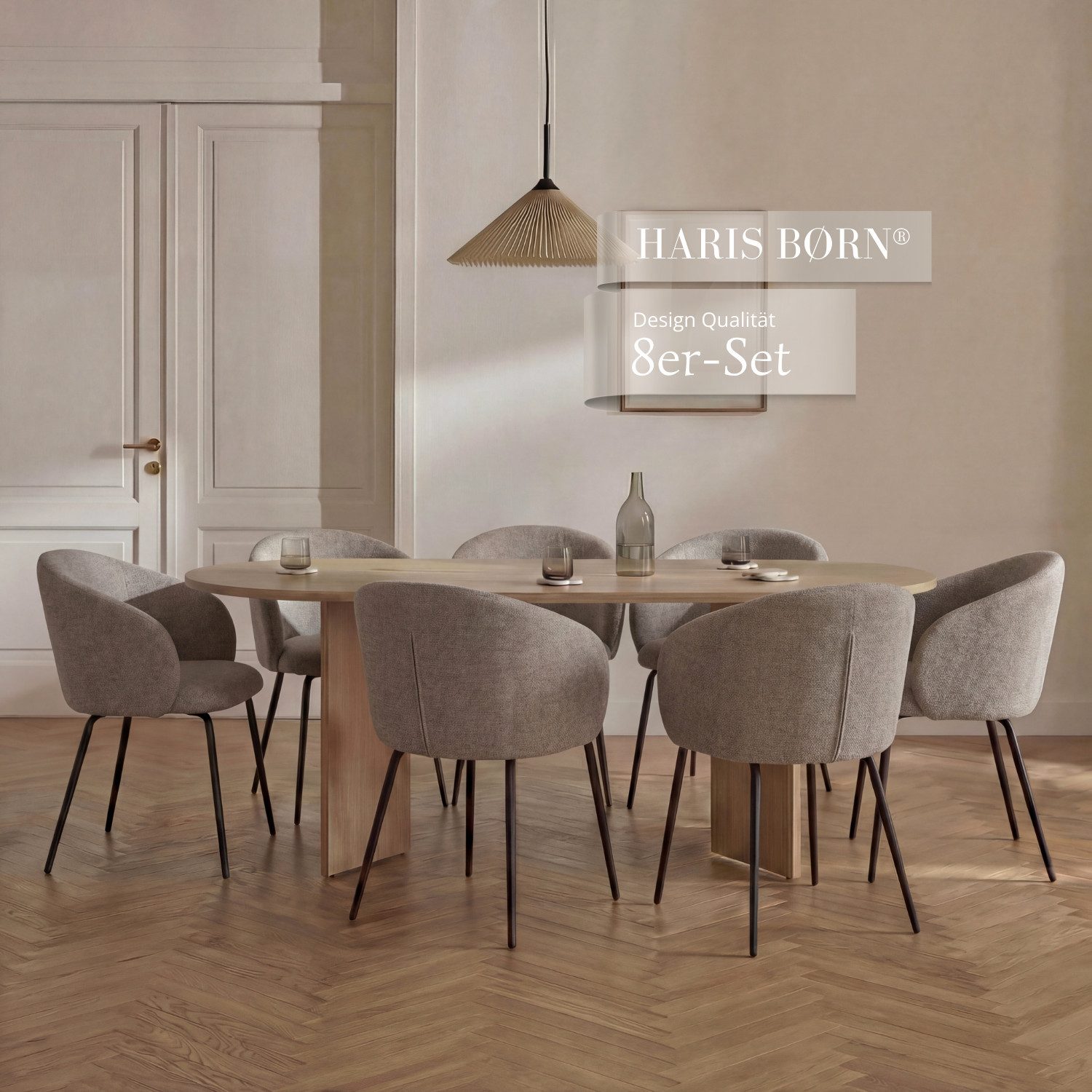 Haris Børn Esszimmerstuhl NØR Bequeme Polster Esszimmerstühle mit Armlehne - Esstisch Stühle (Set), Stuhlbeine aus Premium Stahl