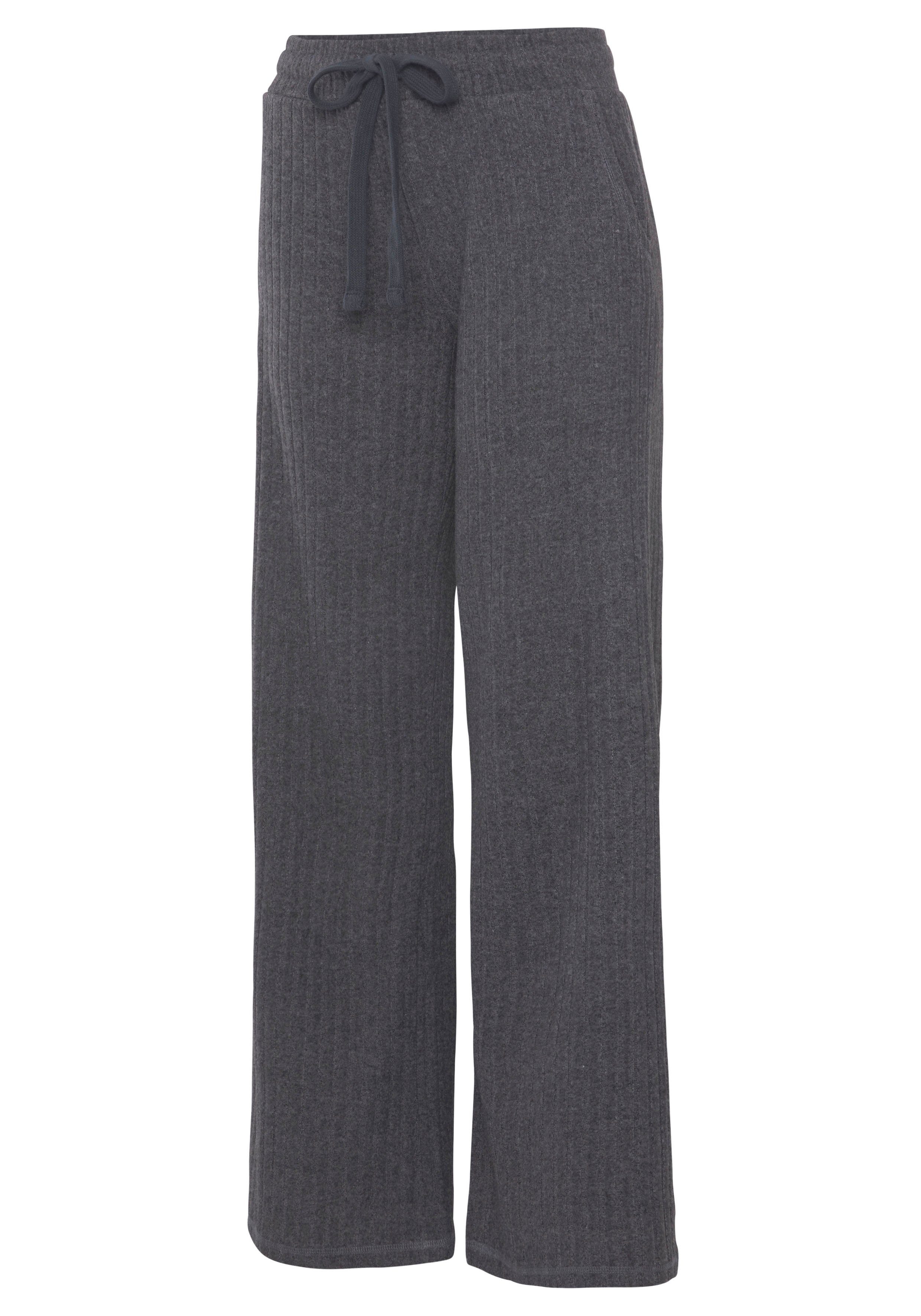 LASCANA Homewearhose -Lounge-/Strickhose mit weitem Bein und seitlichen Taschen, Loungewear