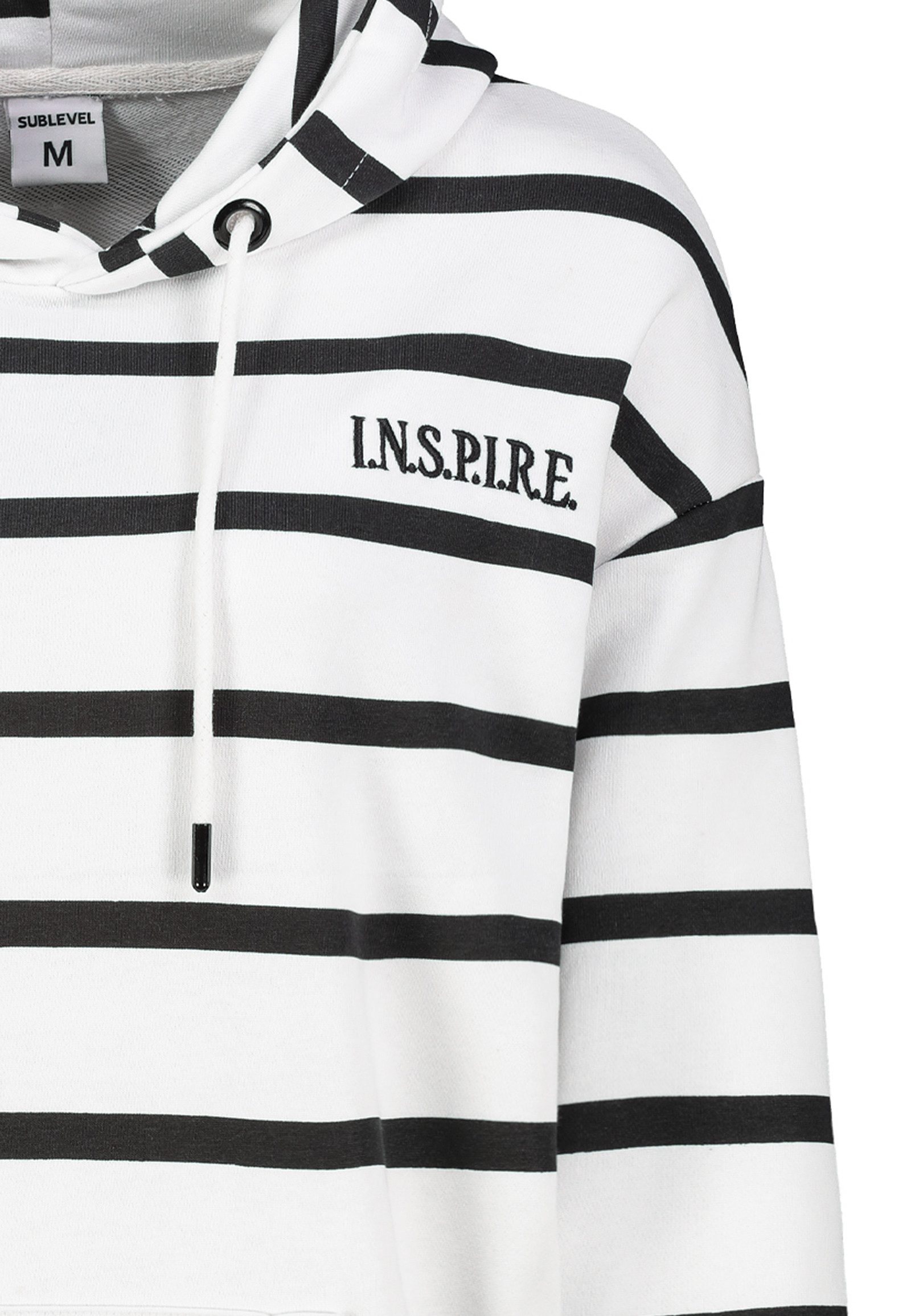 SUBLEVEL Hoodie Liebevoll bestickter Streifenlook mit Kapuze für Damen Baumwolle Normal Fit ohne Kragen gestreift atmungsaktiv