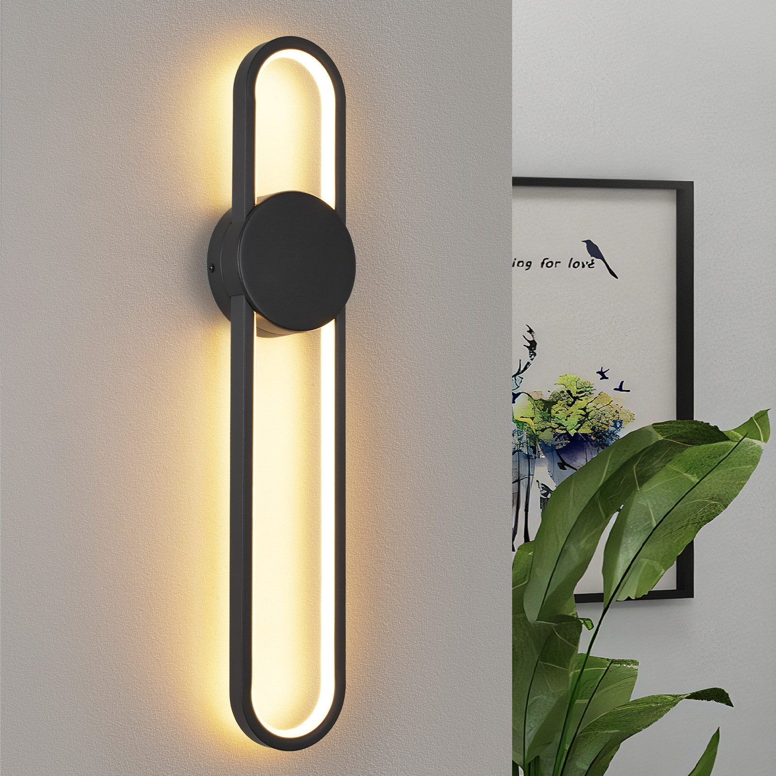 Nettlife LED Wandleuchte Innen Schwarz 12W Treppenhauslampe 60cm Flurlampe günstig online kaufen