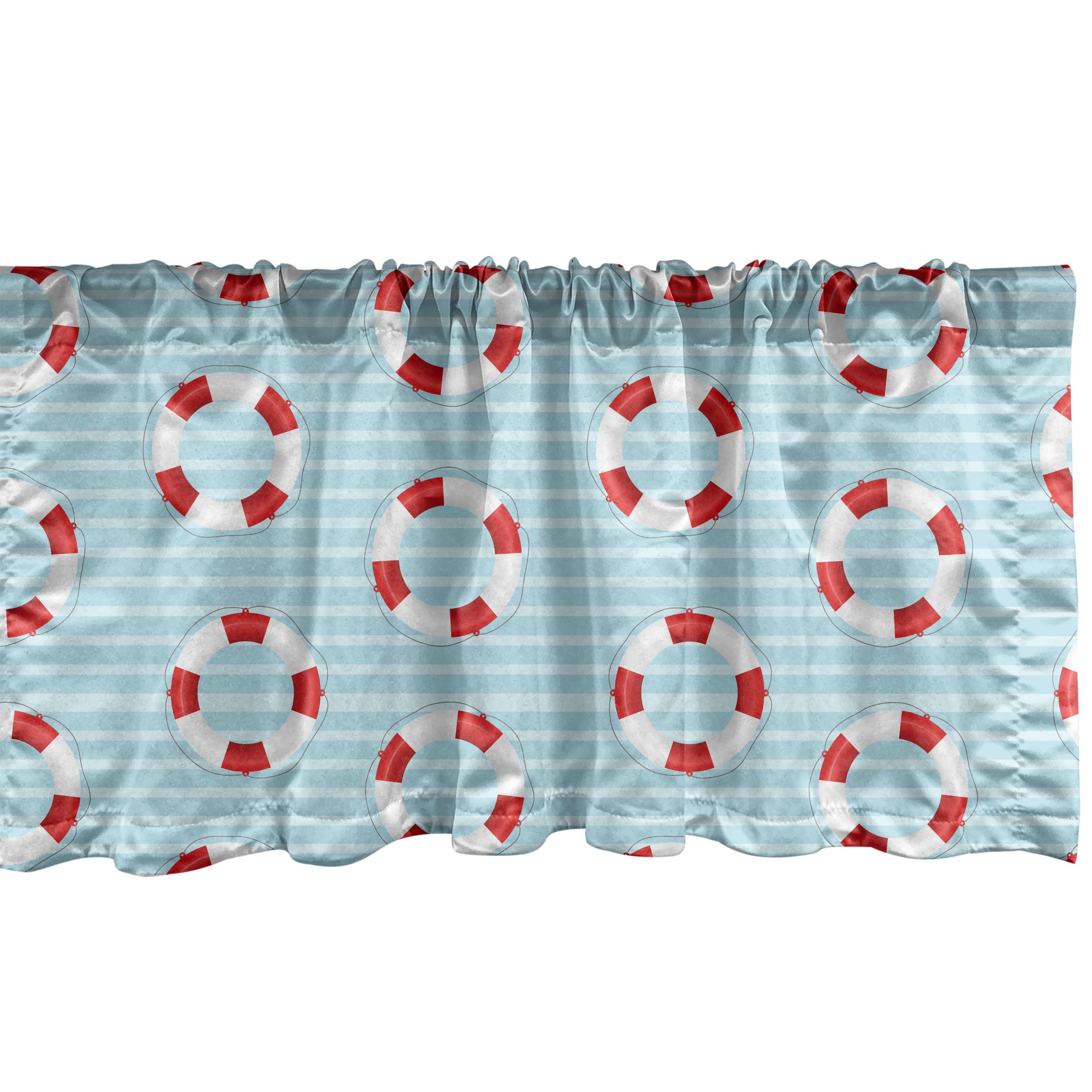 Scheibengardine Vorhang Volant für Küche Schlafzimmer Schwimmweste-Krise Stangentasche, mit Microfaser, Wasserblau Abakuhaus, Dekor