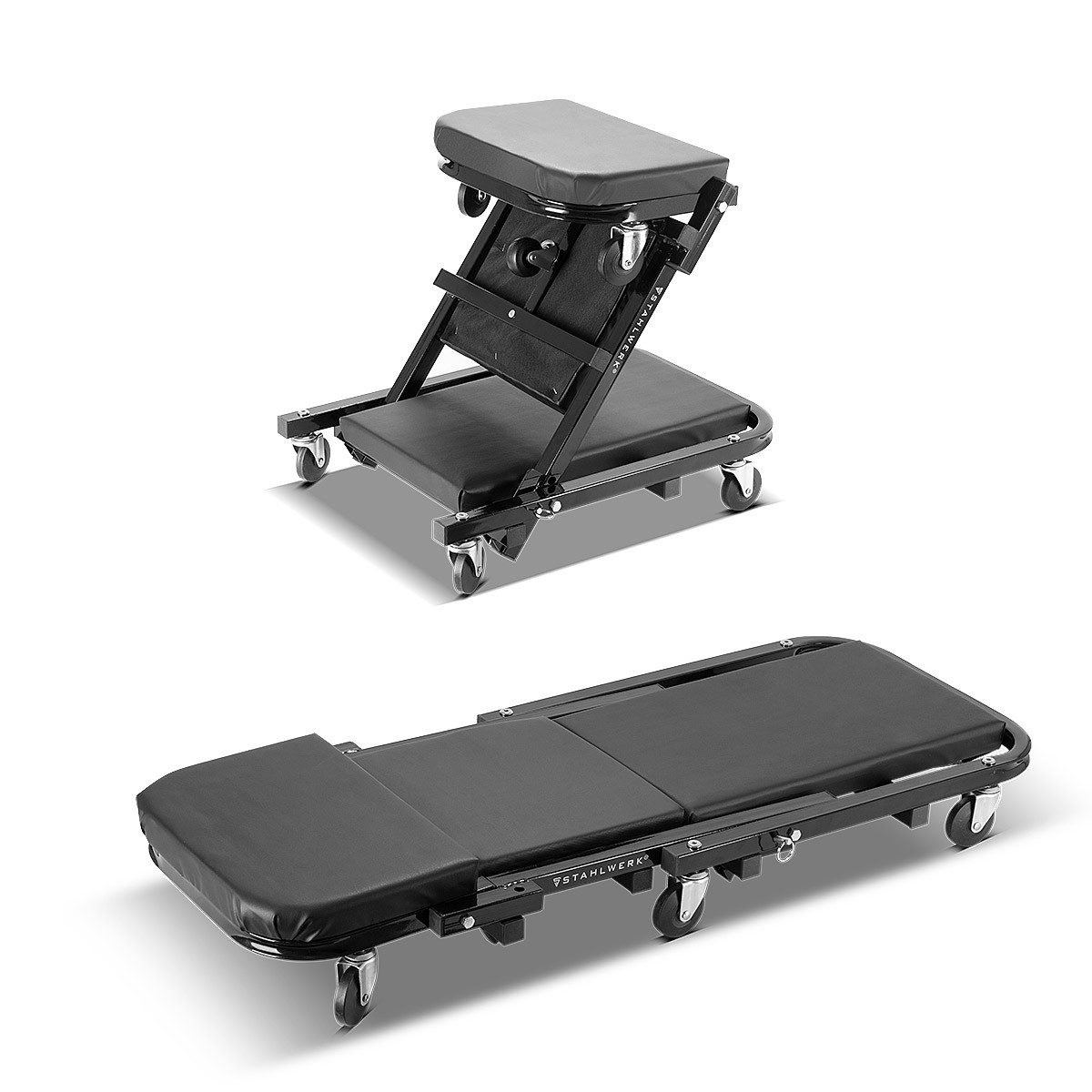 STAHLWERK Rollbrett 2 in 1 Werkstatthocker FRC-40 ST, (Packung, 1-St), geeignet für Montagearbeiten unter Fahrzeugen