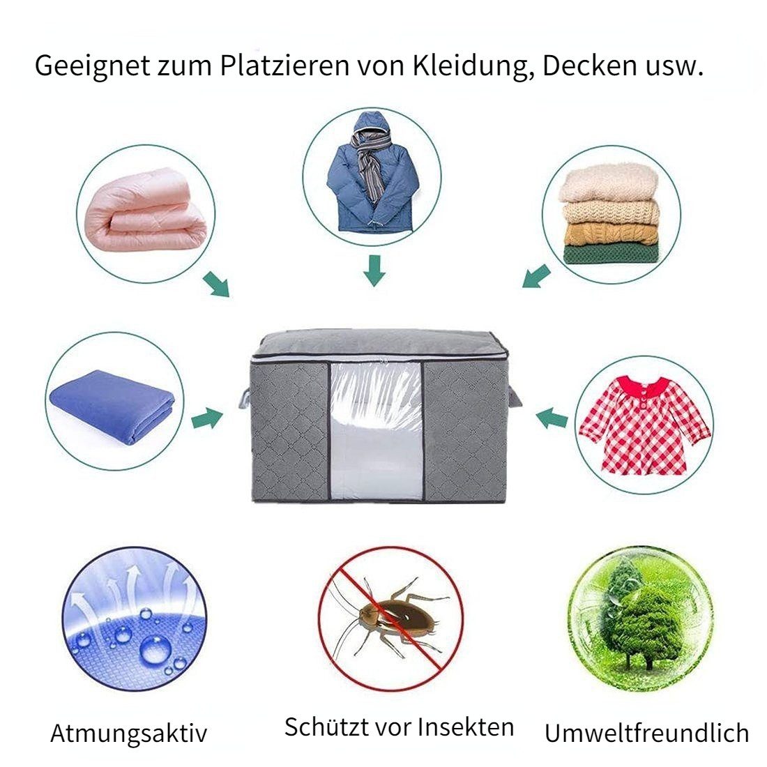 Blusmart Unterbettkommode Aufbewahrungstasche für die Kommode unter dem Bett (Faltbare Aufbewahrungstaschen für Kleidung im 3er-Pack, Umzugskarton zur Aufbewahr – Bild 5 von 5